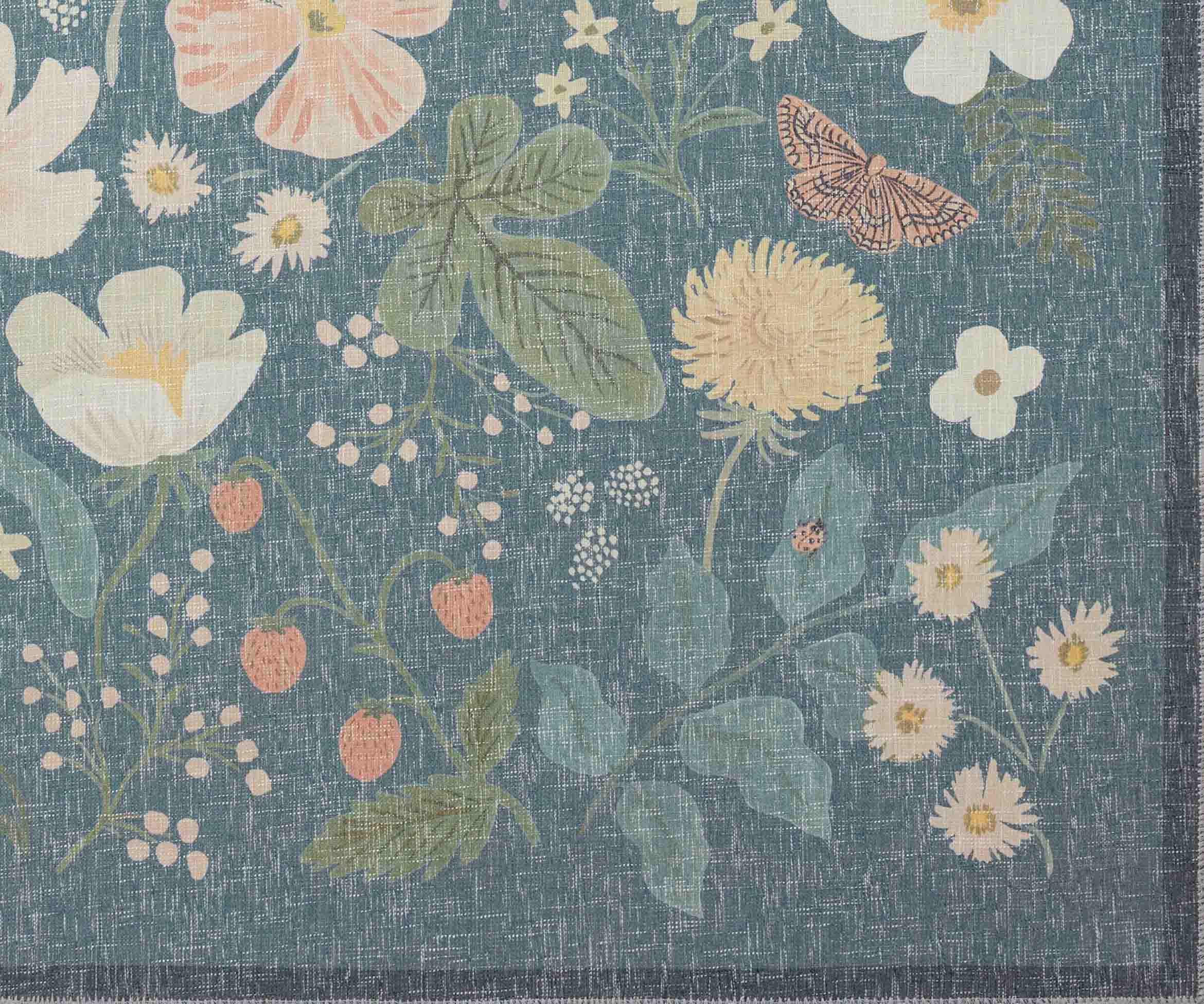 Cotswolds Strawberry Fields Power Loomed Rug - Teal