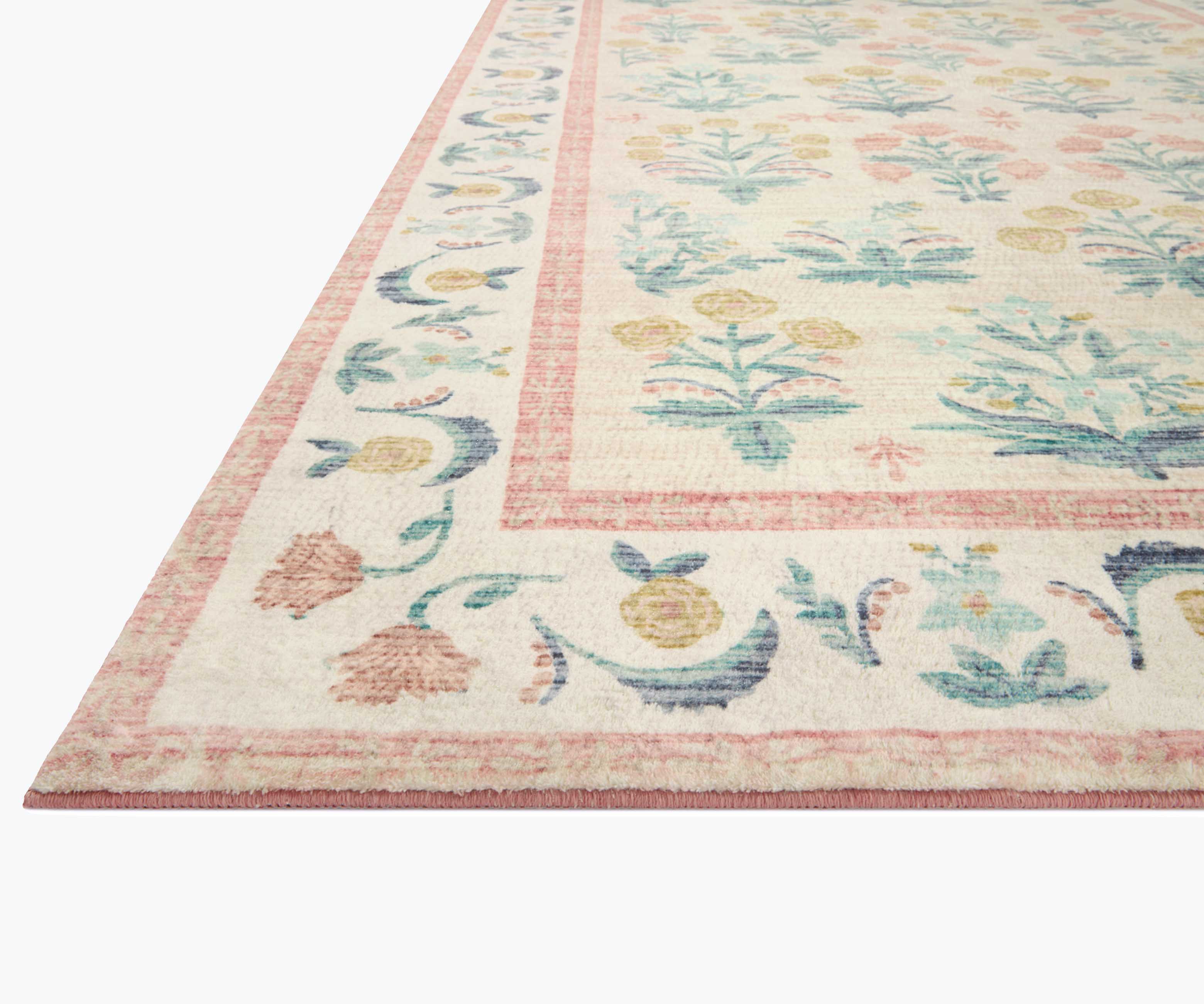 Eden Mughal Rose Power Loomed Rug - Blush