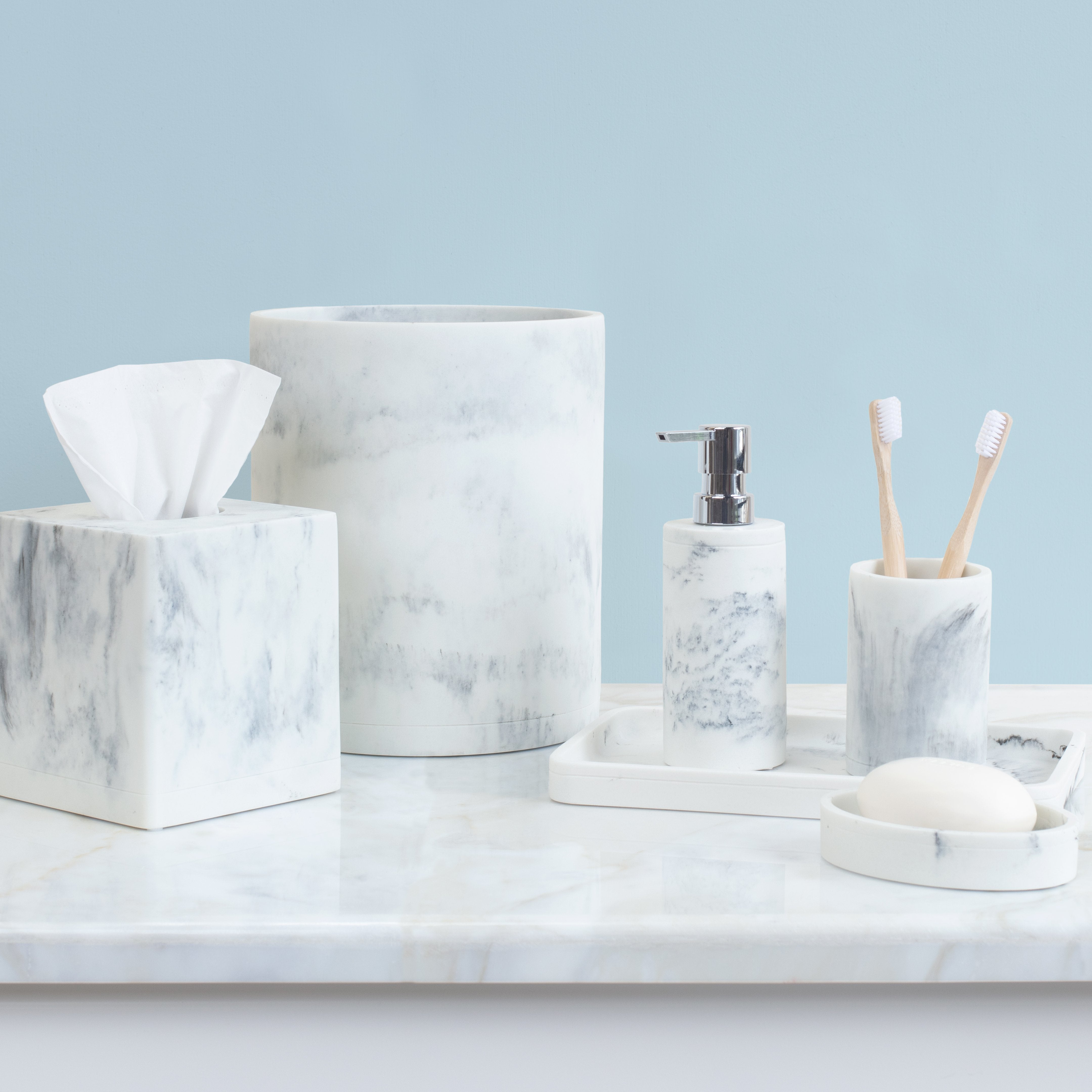 Classic Grey Marble Bath Accessories, Toothbrush Holder