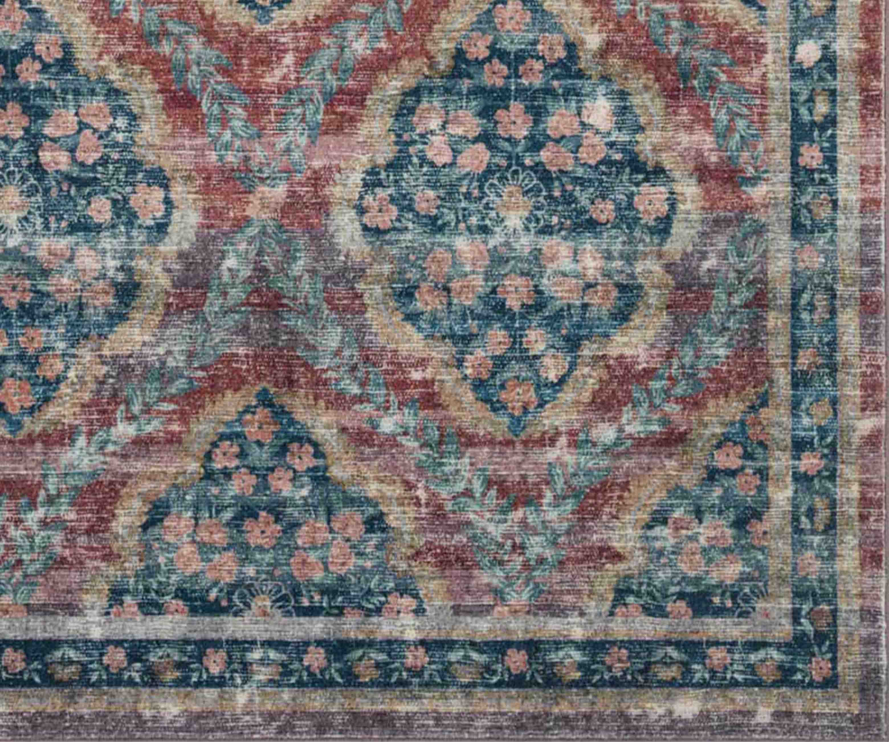 Courtyard Chateau Printed Rug - Red