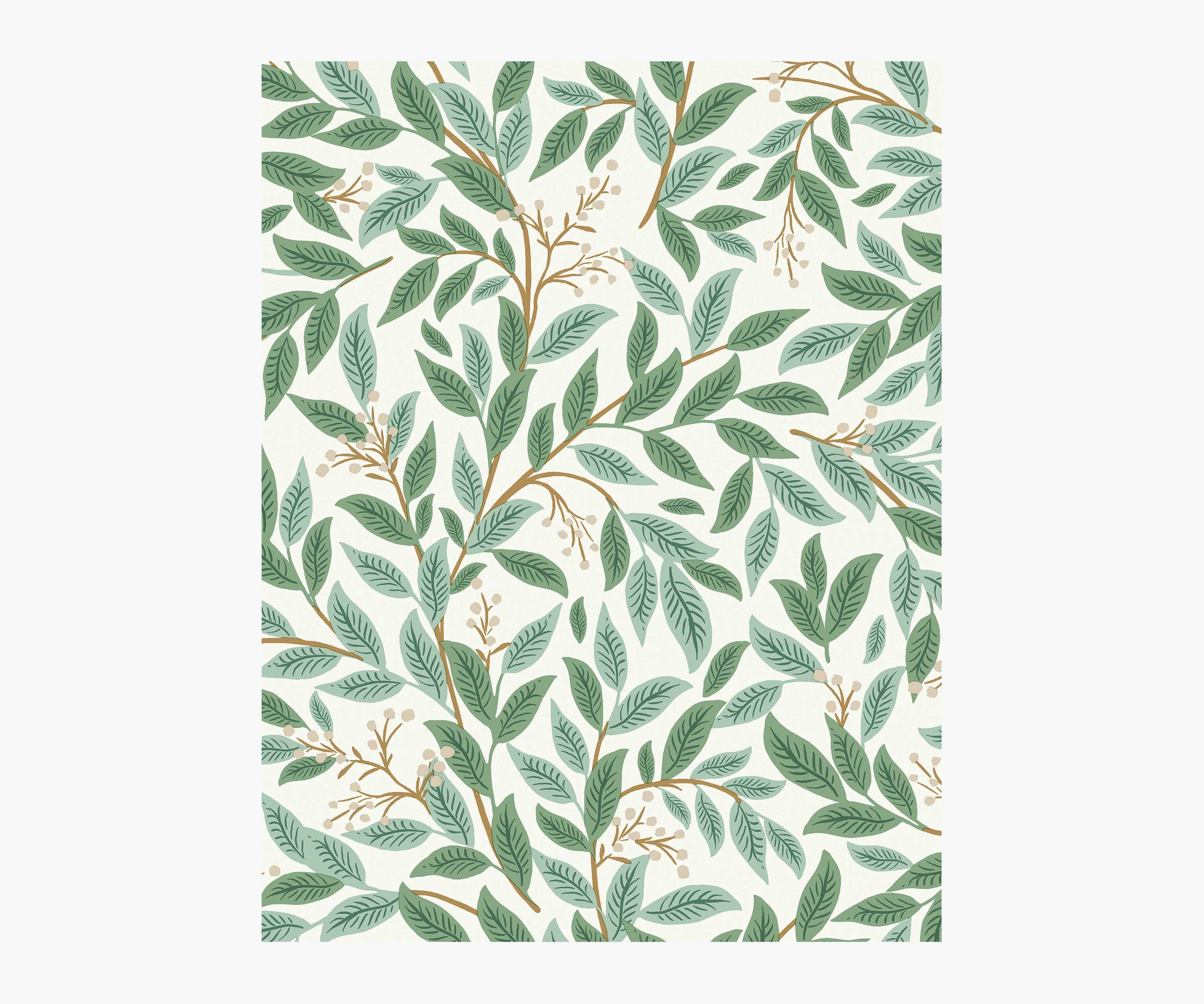 Willowberry Wallpaper Sample - Emerald & White