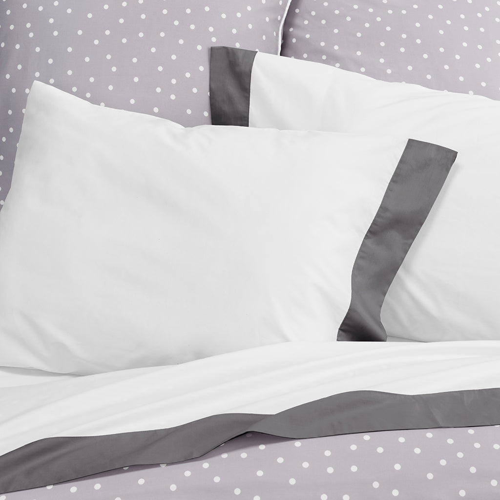 Charcoal Grey Border Pillowcase Pair