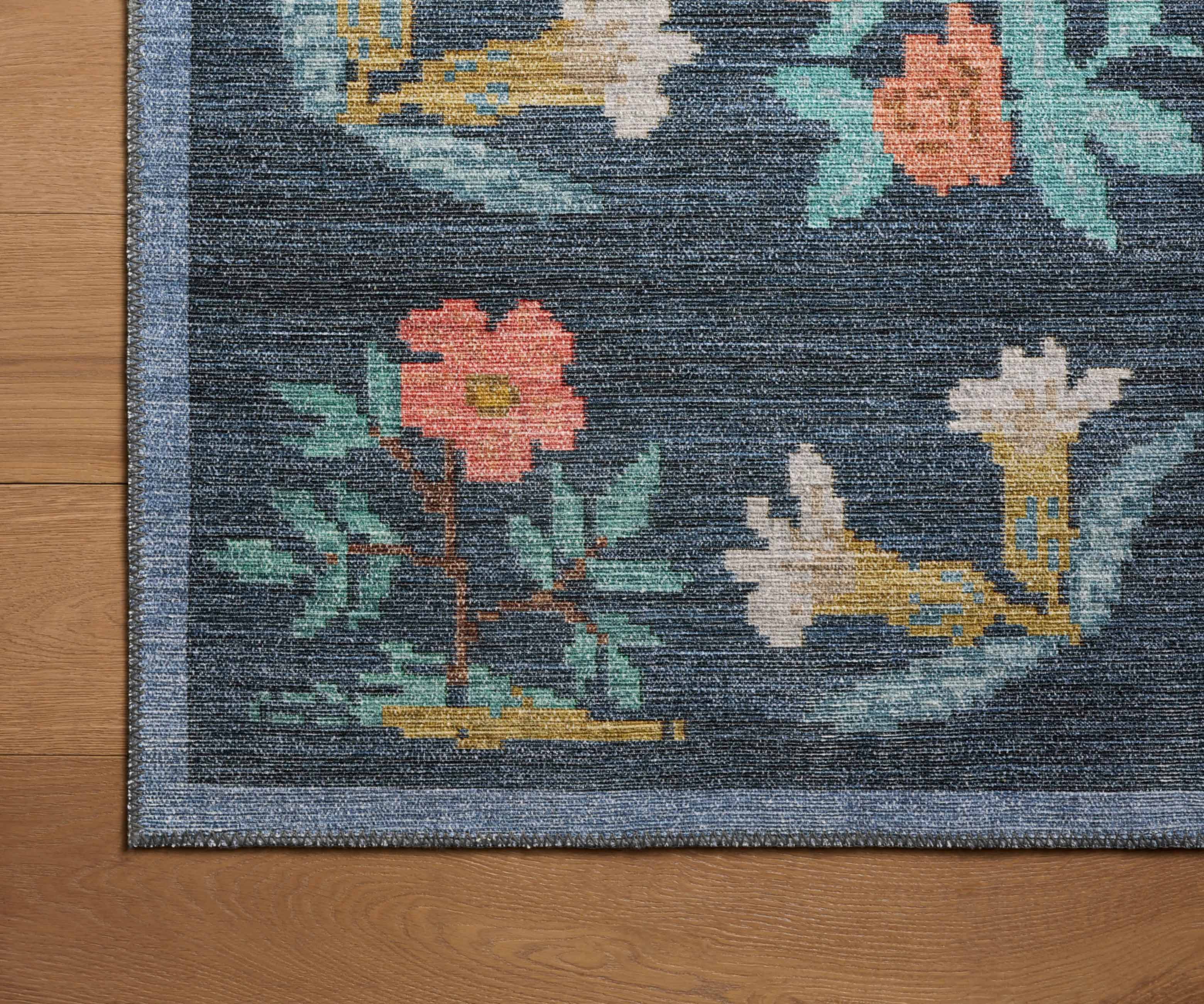 Rosa Hawthorne Power Loomed Rug - Navy