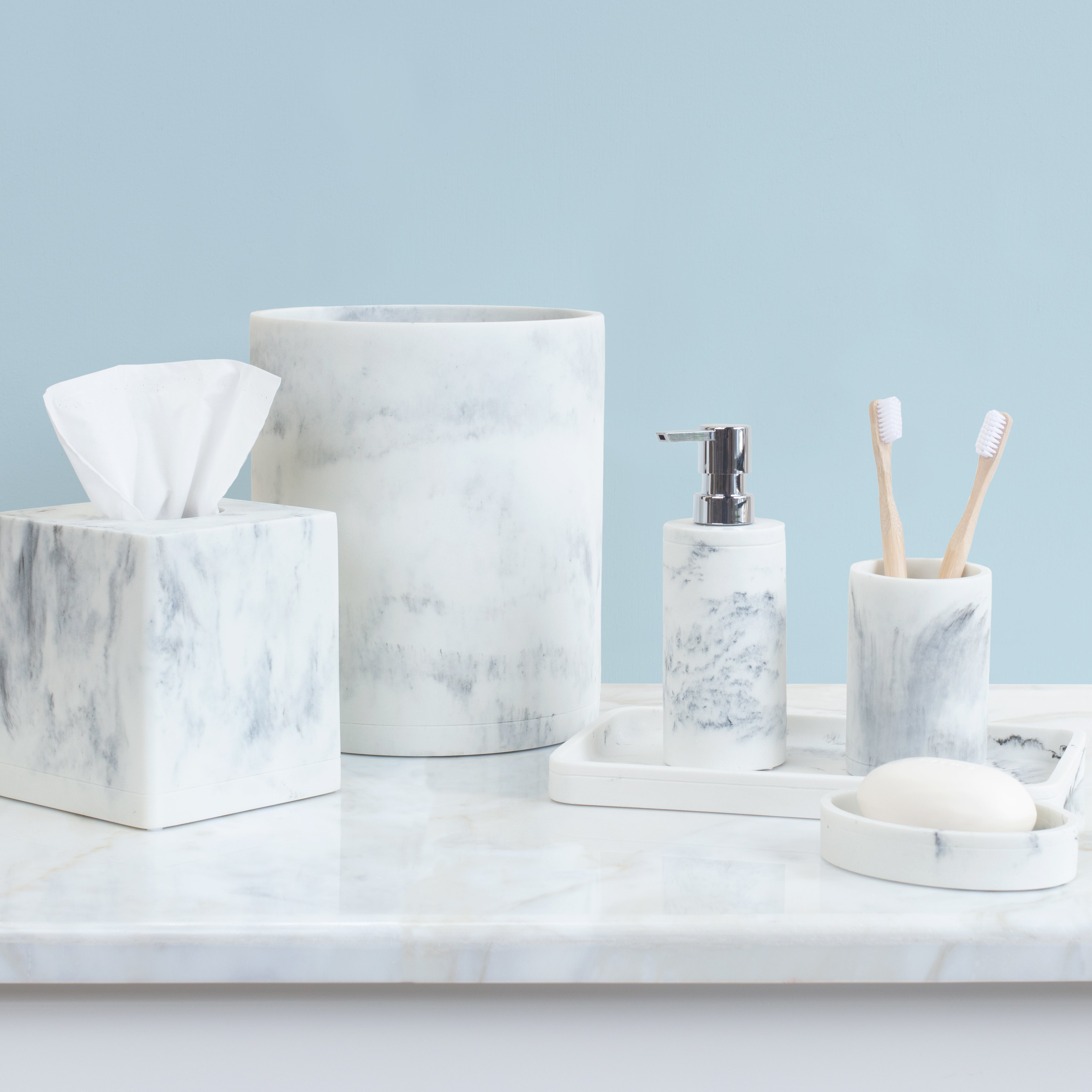 The Classic Grey Marble Bath Accessories