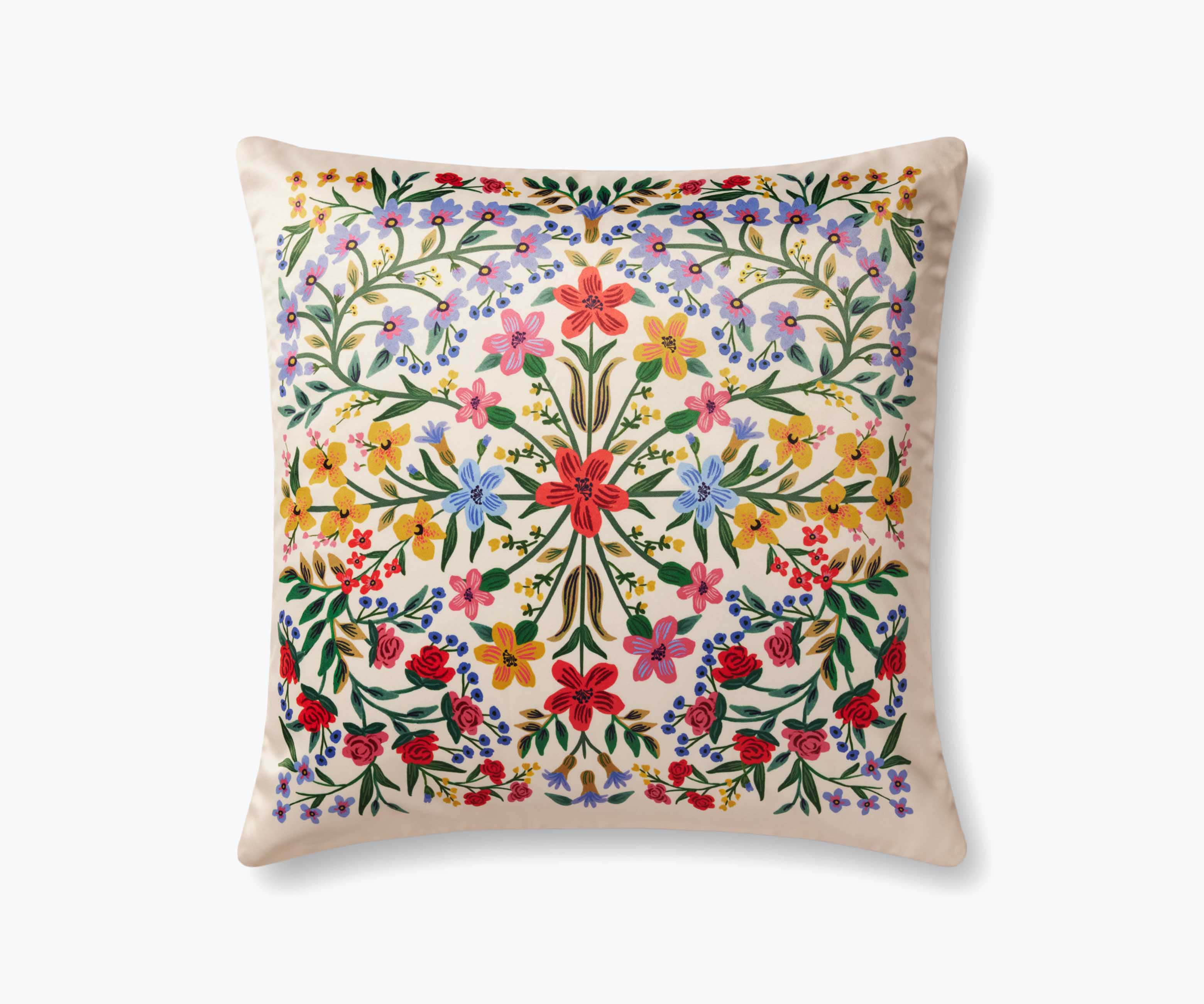 Floral Medallion Printed Pillow - Cream