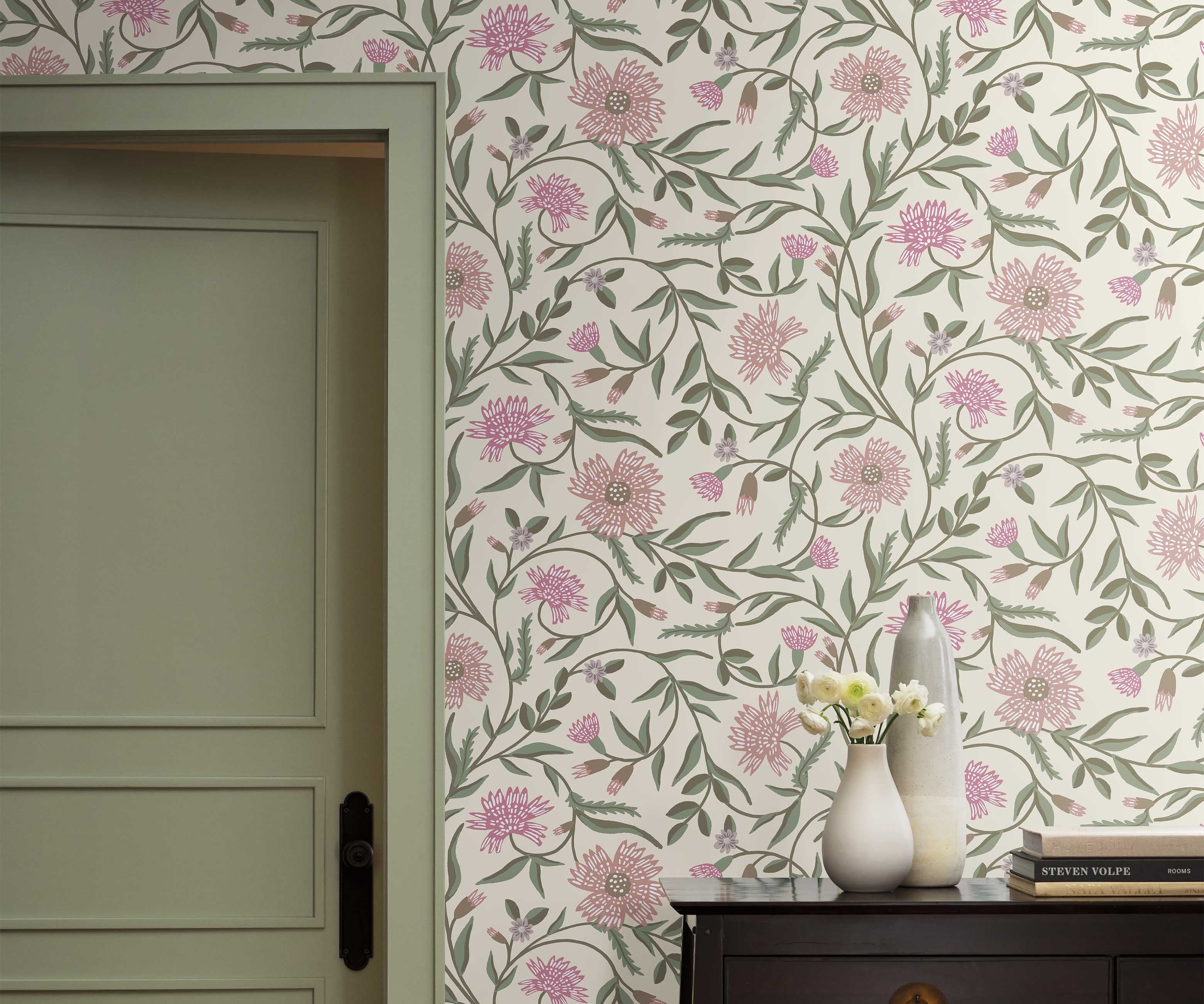 Aster Wallpaper - Linen & Rose