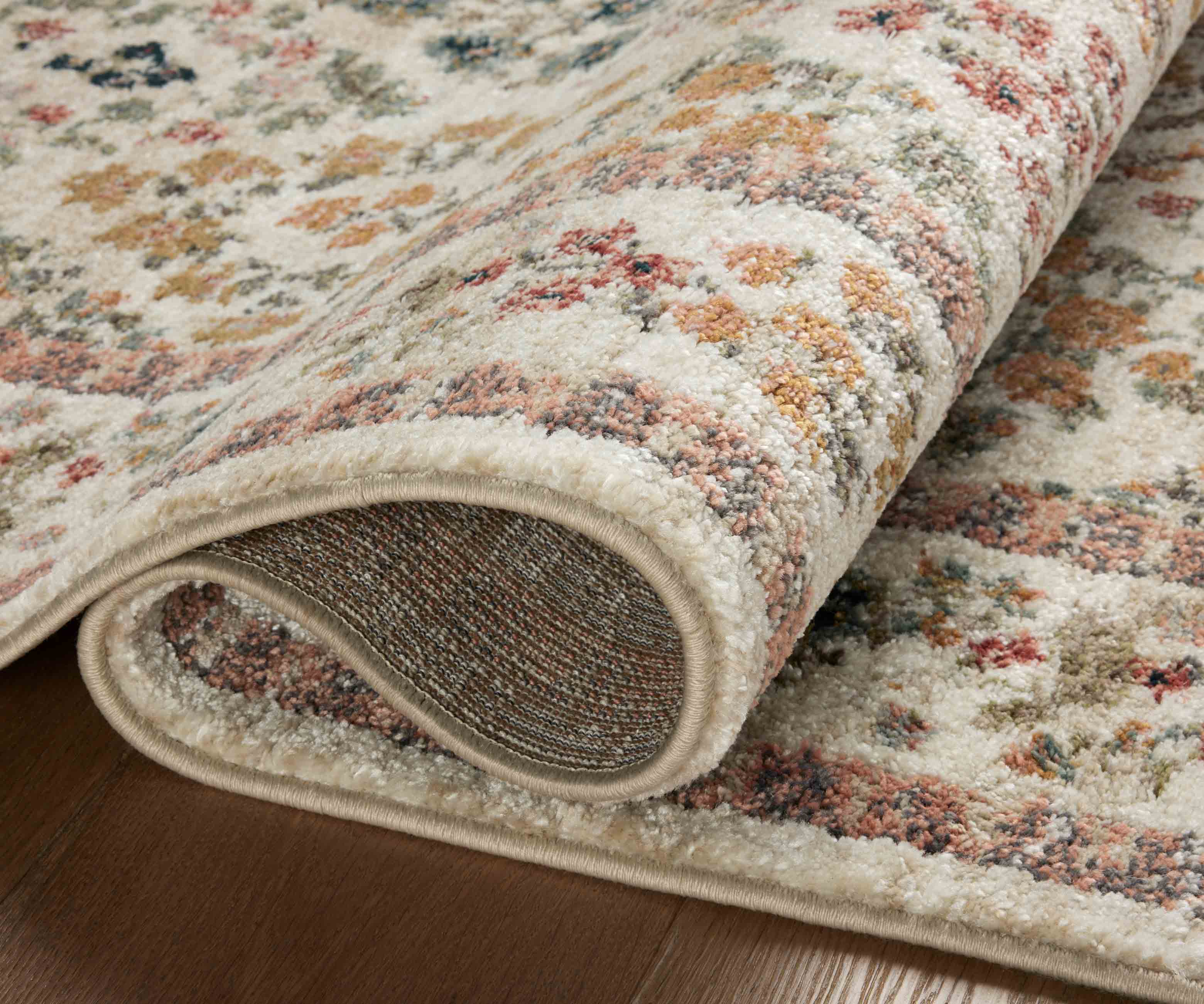 Laurel Parquet Power Loomed Rug - Cream