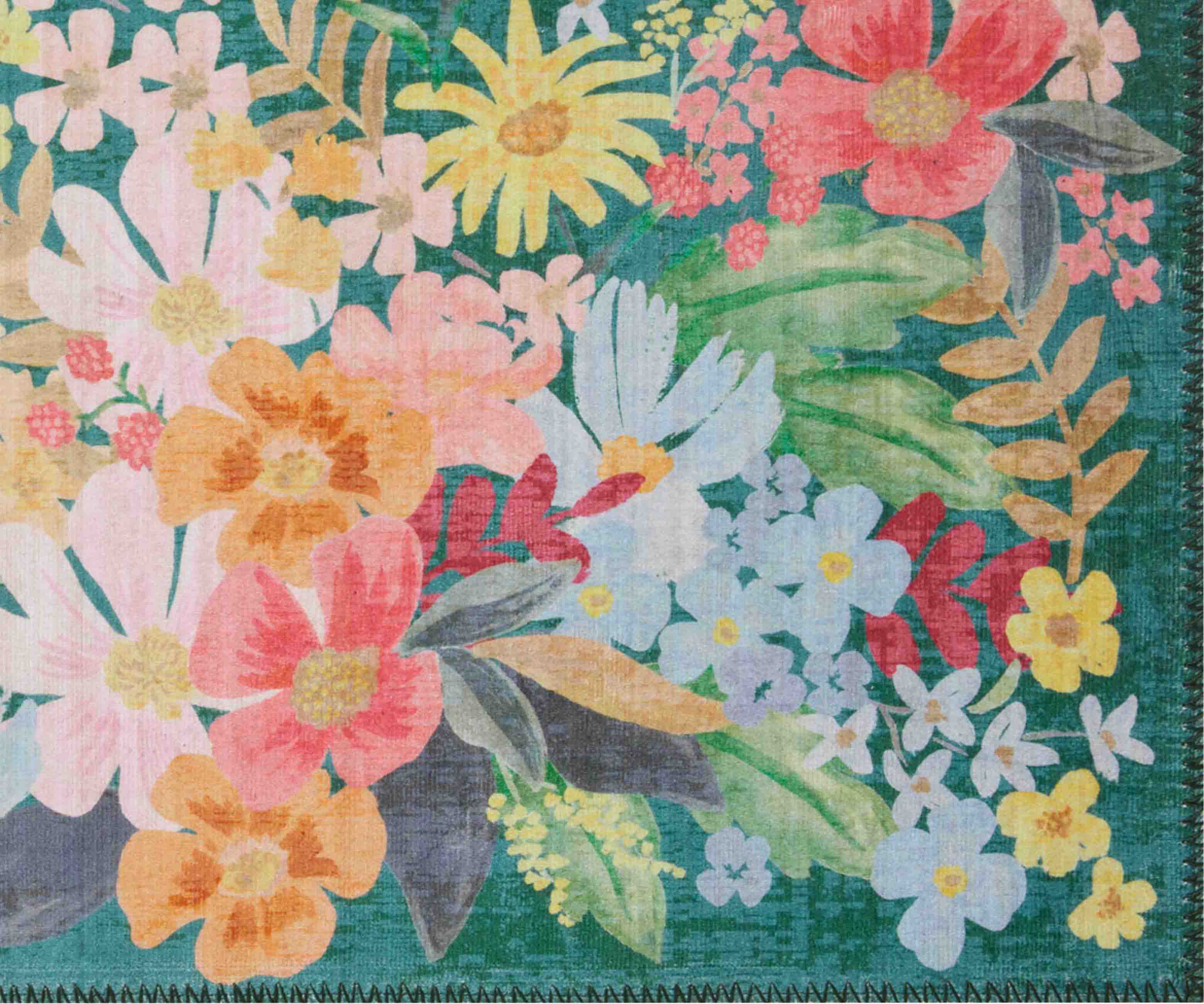 Meadow Marguerite Power-Loomed Rug - Emerald