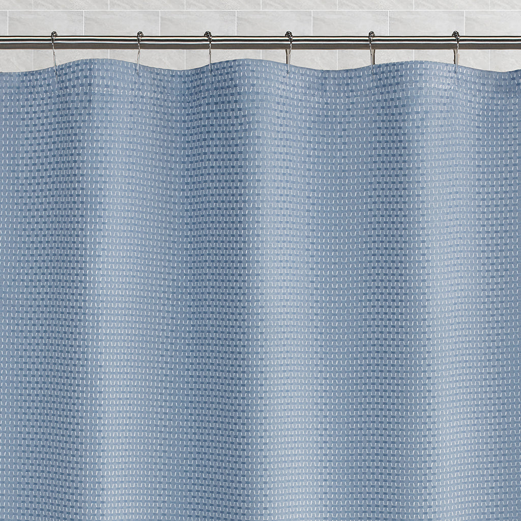 The Blue Stitched Hexagon Shower Curtain