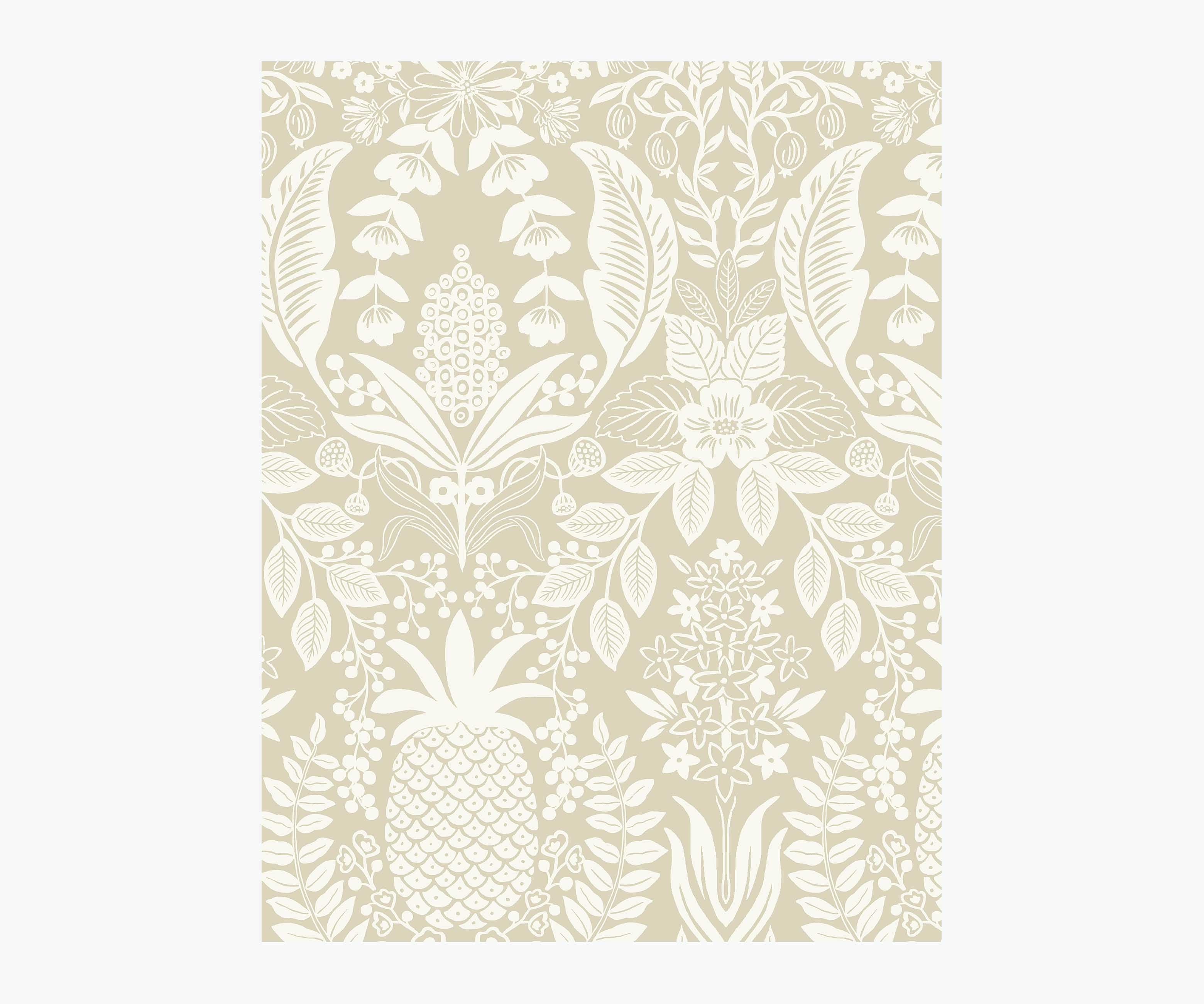 Pineapple Damask Wallpaper Sample - Linen