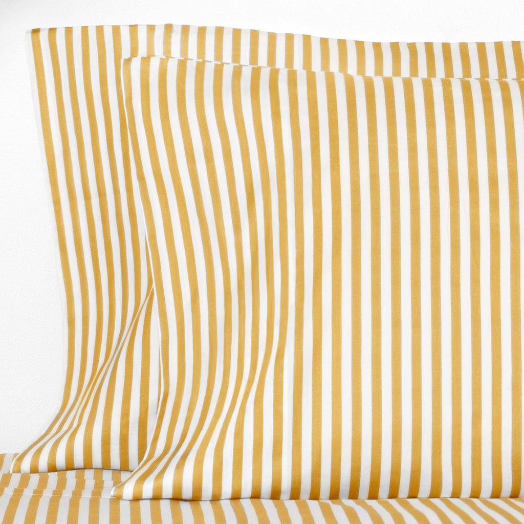 Ochre Striped Pillowcase Pair