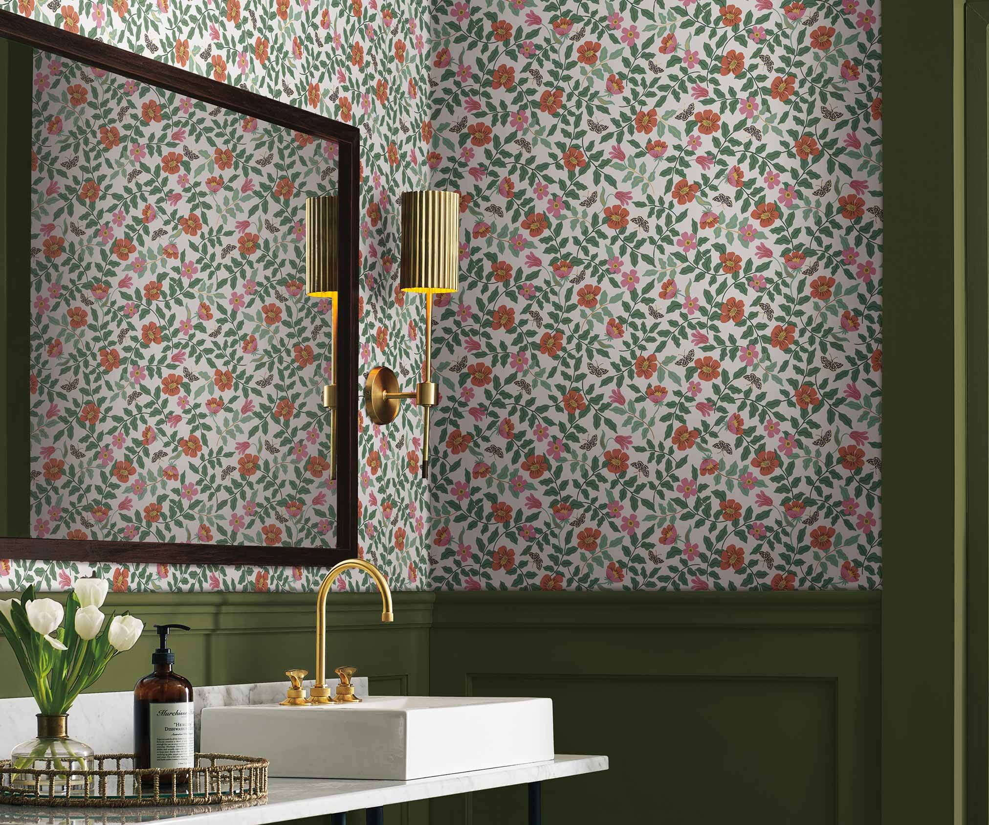 Primrose Peel & Stick Wallpaper - Rose & Cream