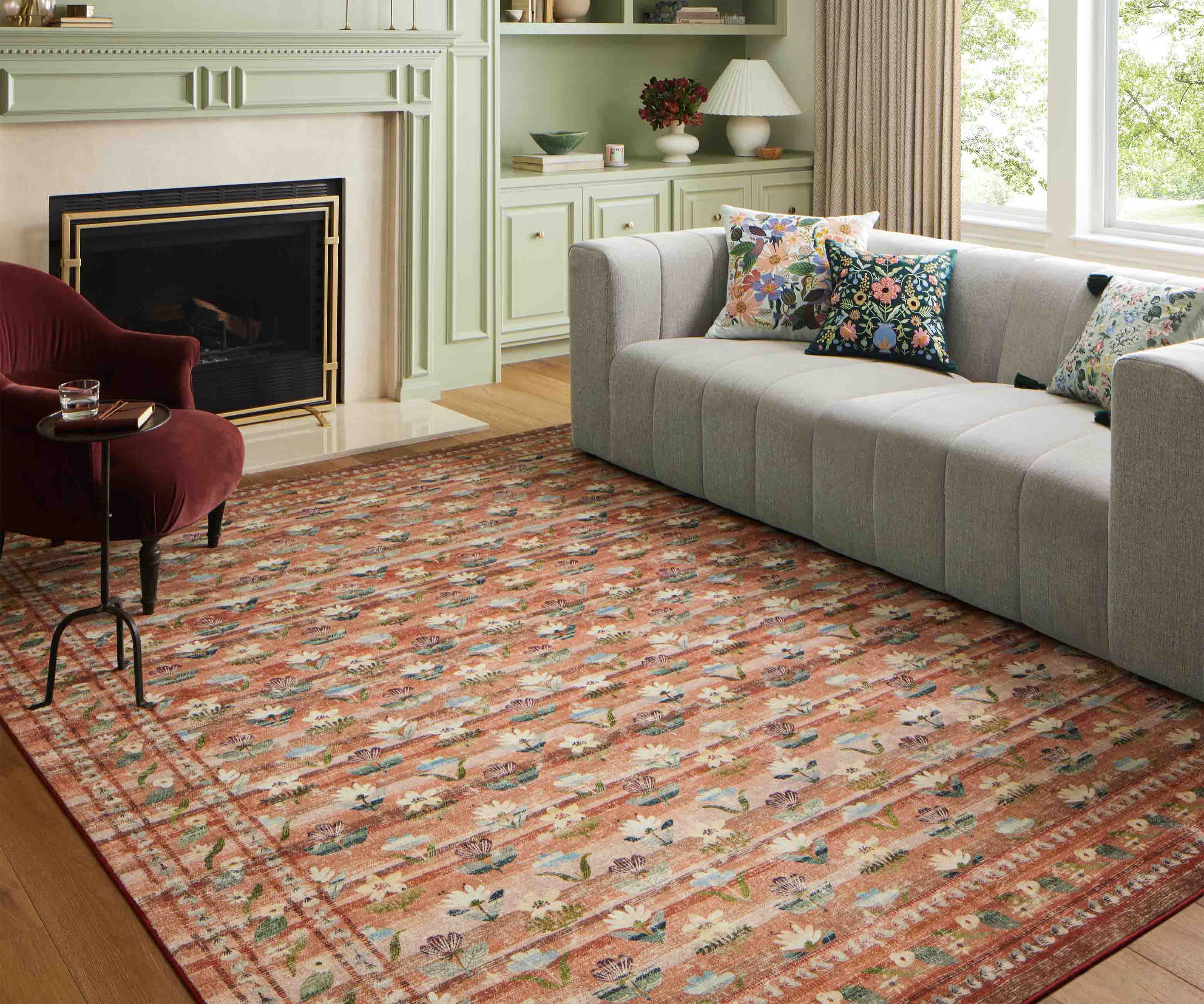 Courtyard Hadley Printed Rug - Terracotta