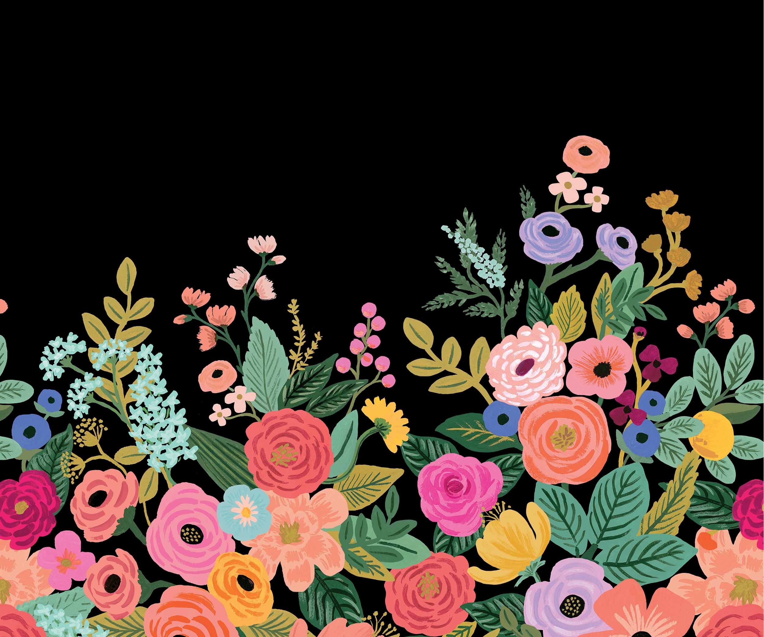 Garden Party Wallpaper Mural - Black