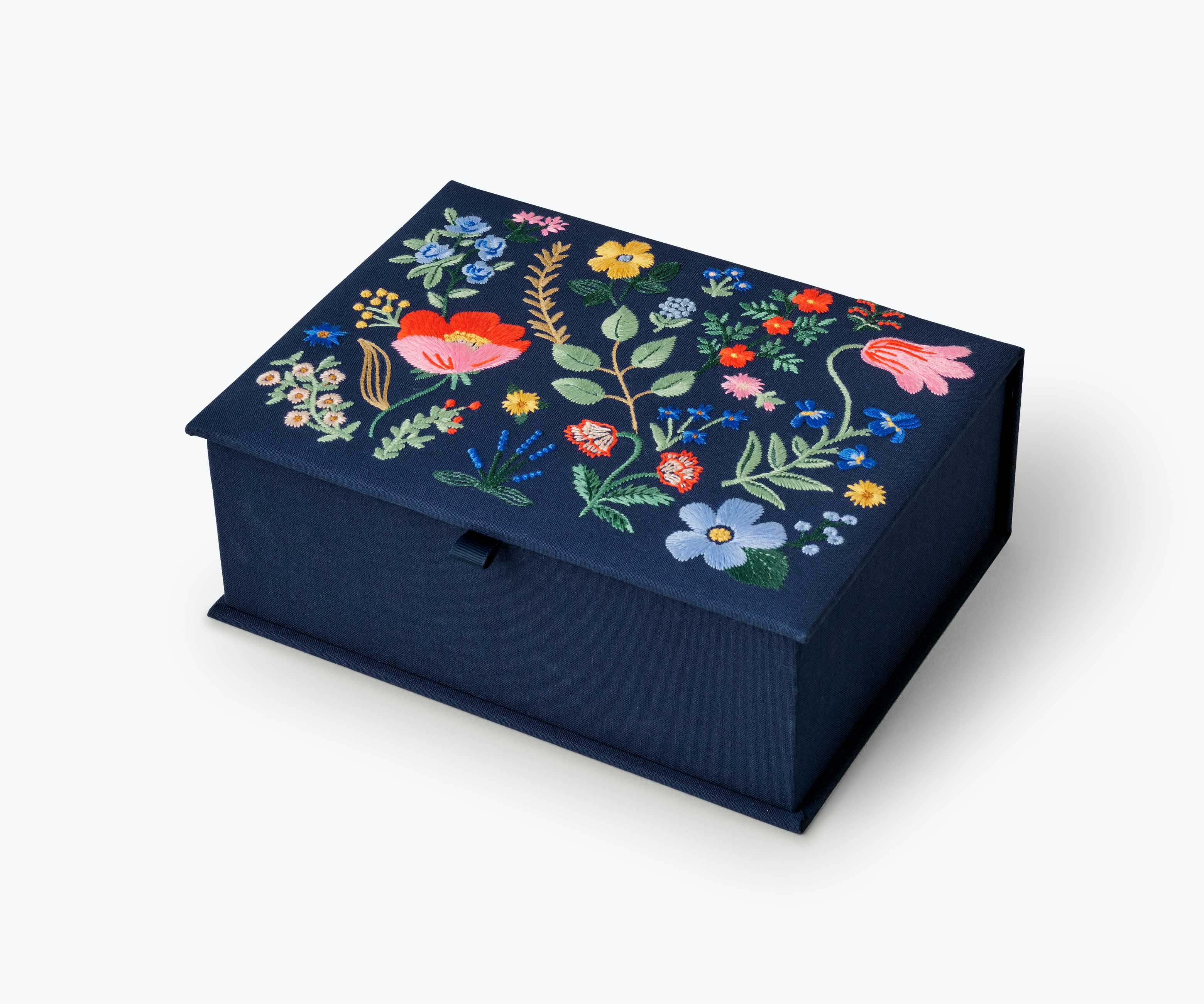 Large Embroidered Keepsake Box - Strawberry Fields