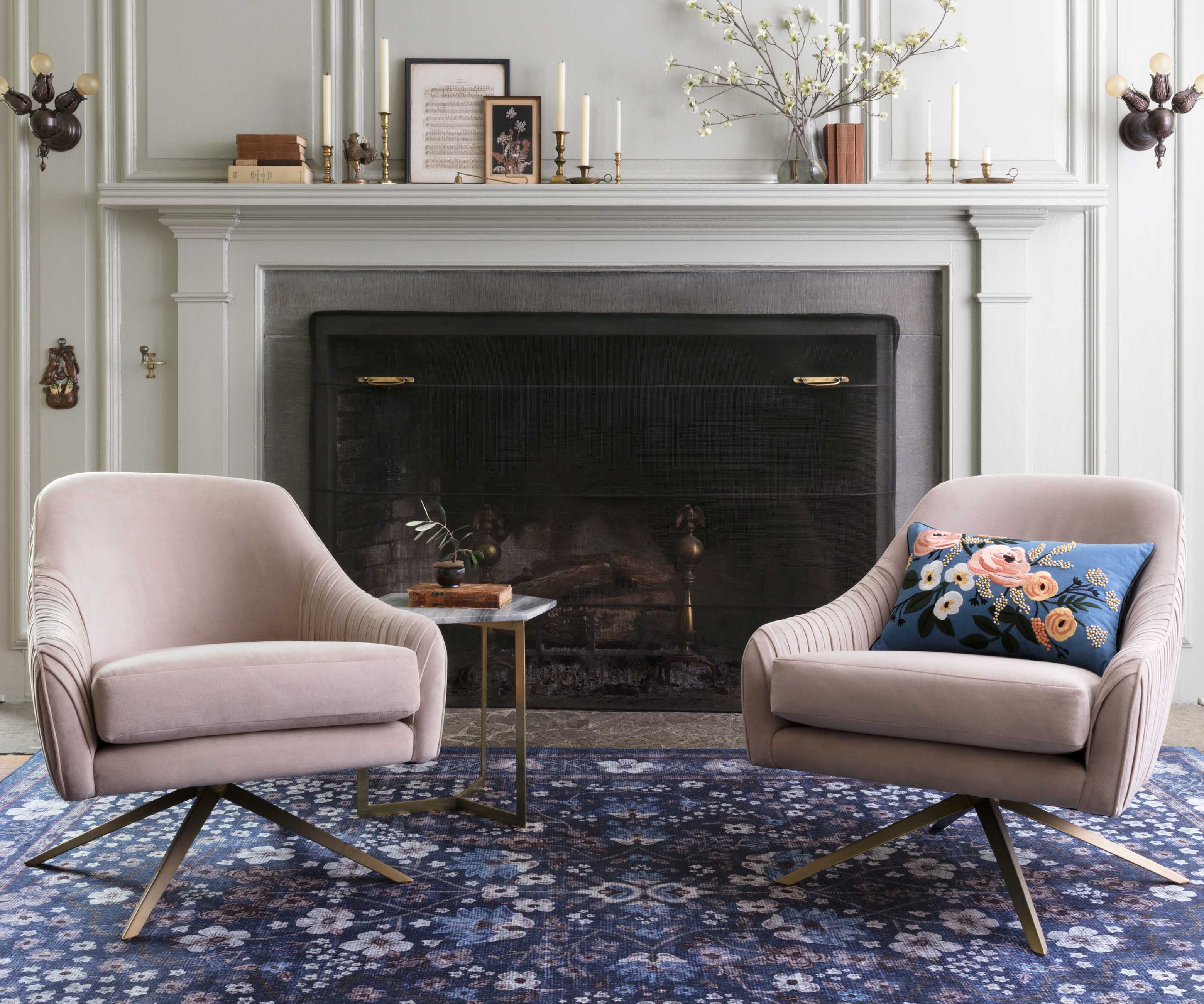 Palais Meadow Printed Rug - Navy