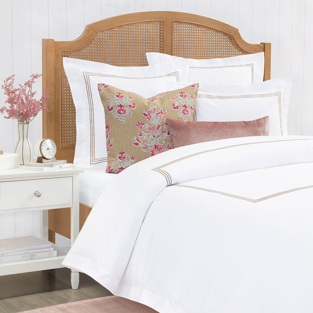 Octavia Taupe Embroidered Percale Sham