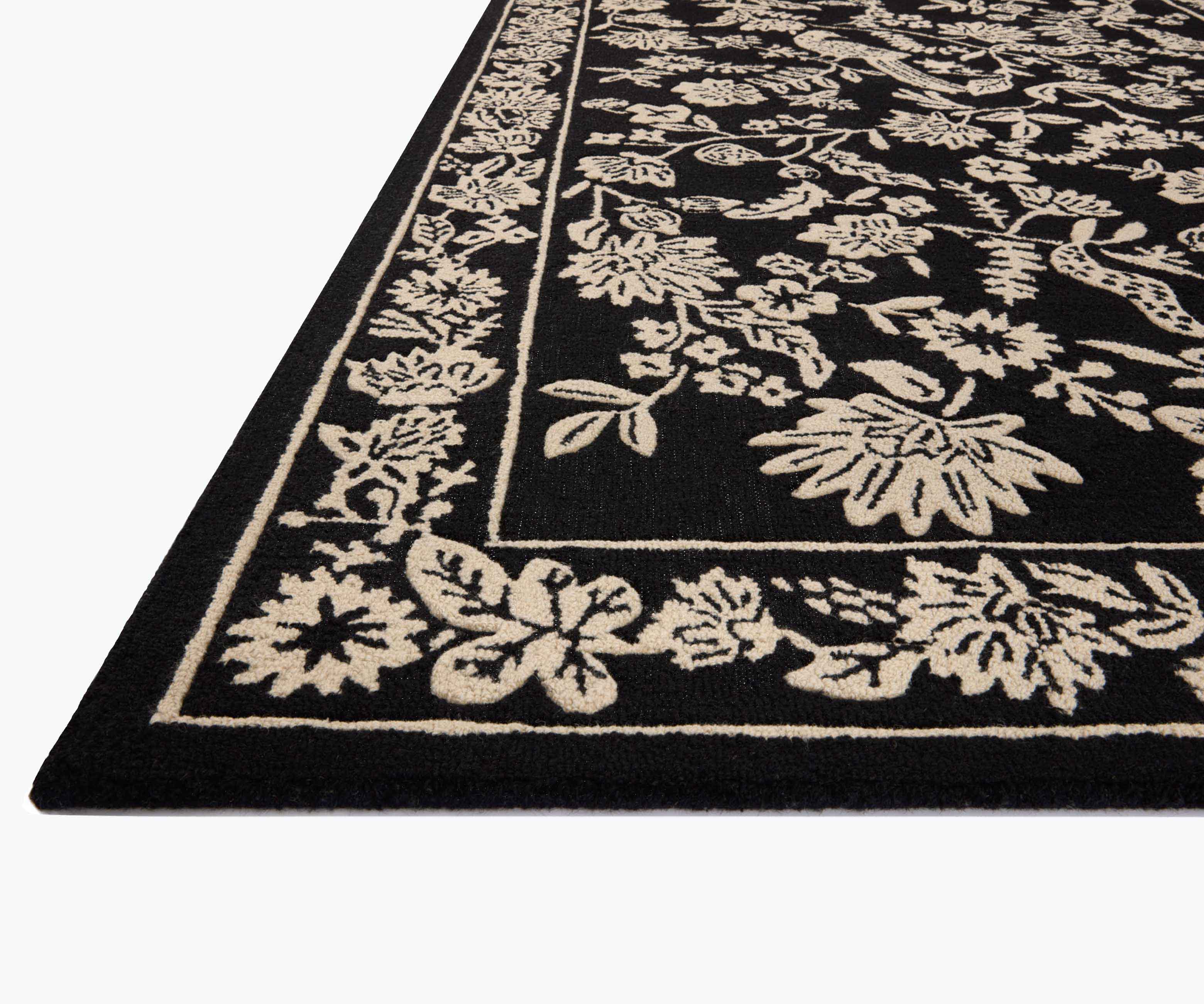 Arboretum Aviary Wool-Hooked Rug - Black