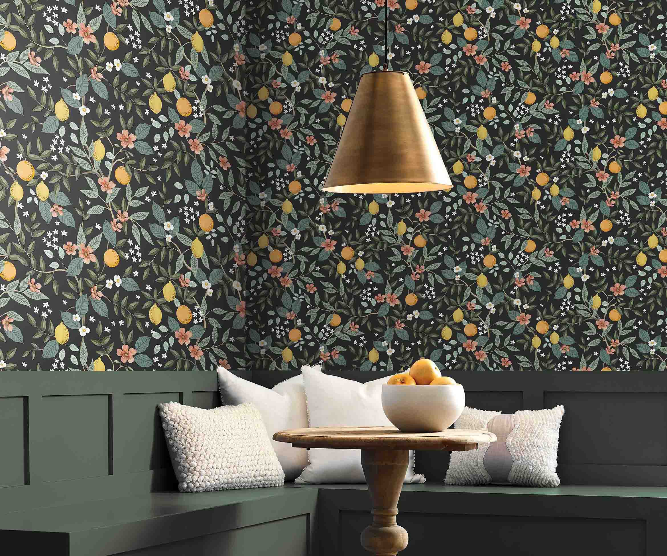 Citrus Grove Peel & Stick Wallpaper Sample - Black