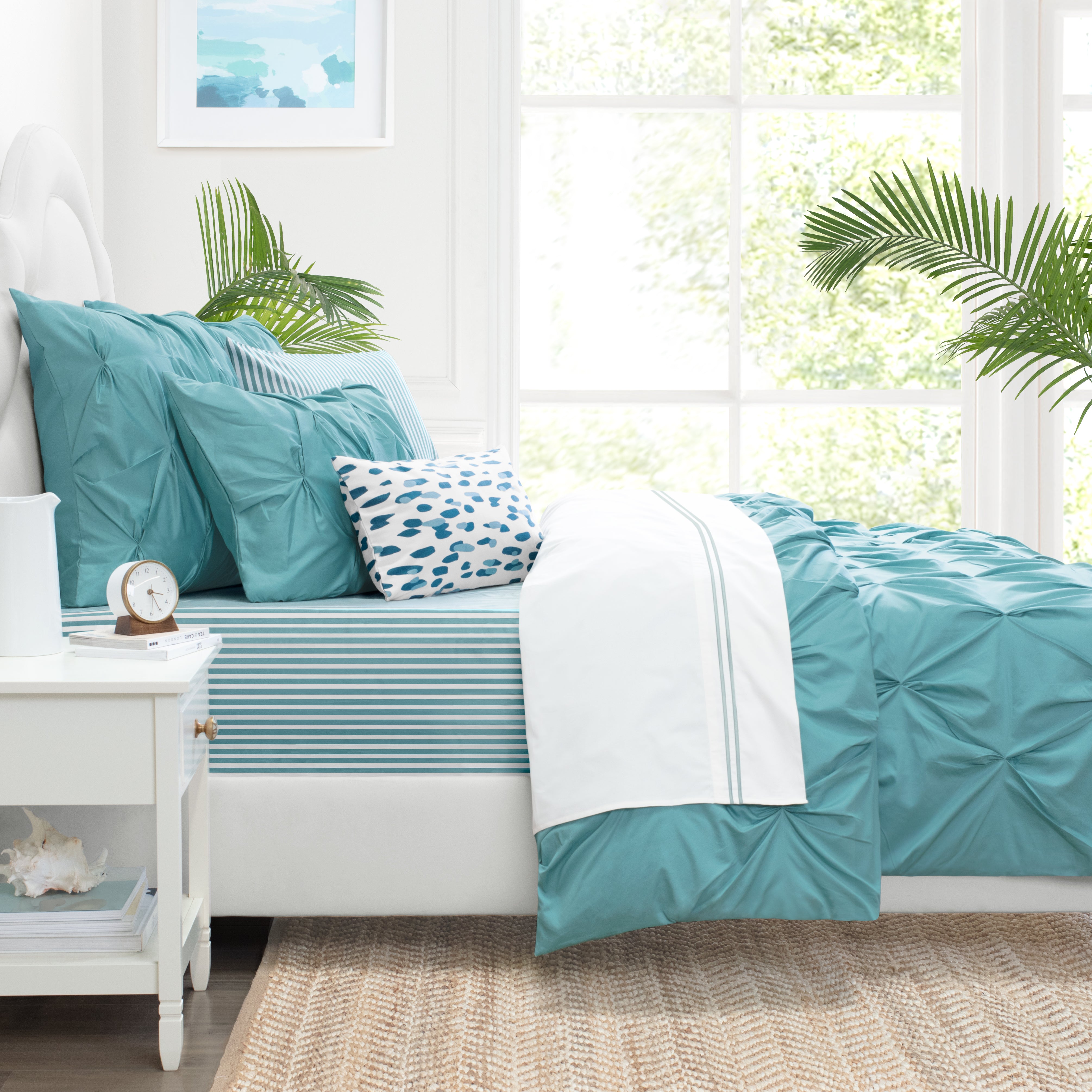 Valencia Turquoise Pintuck Sham Pair