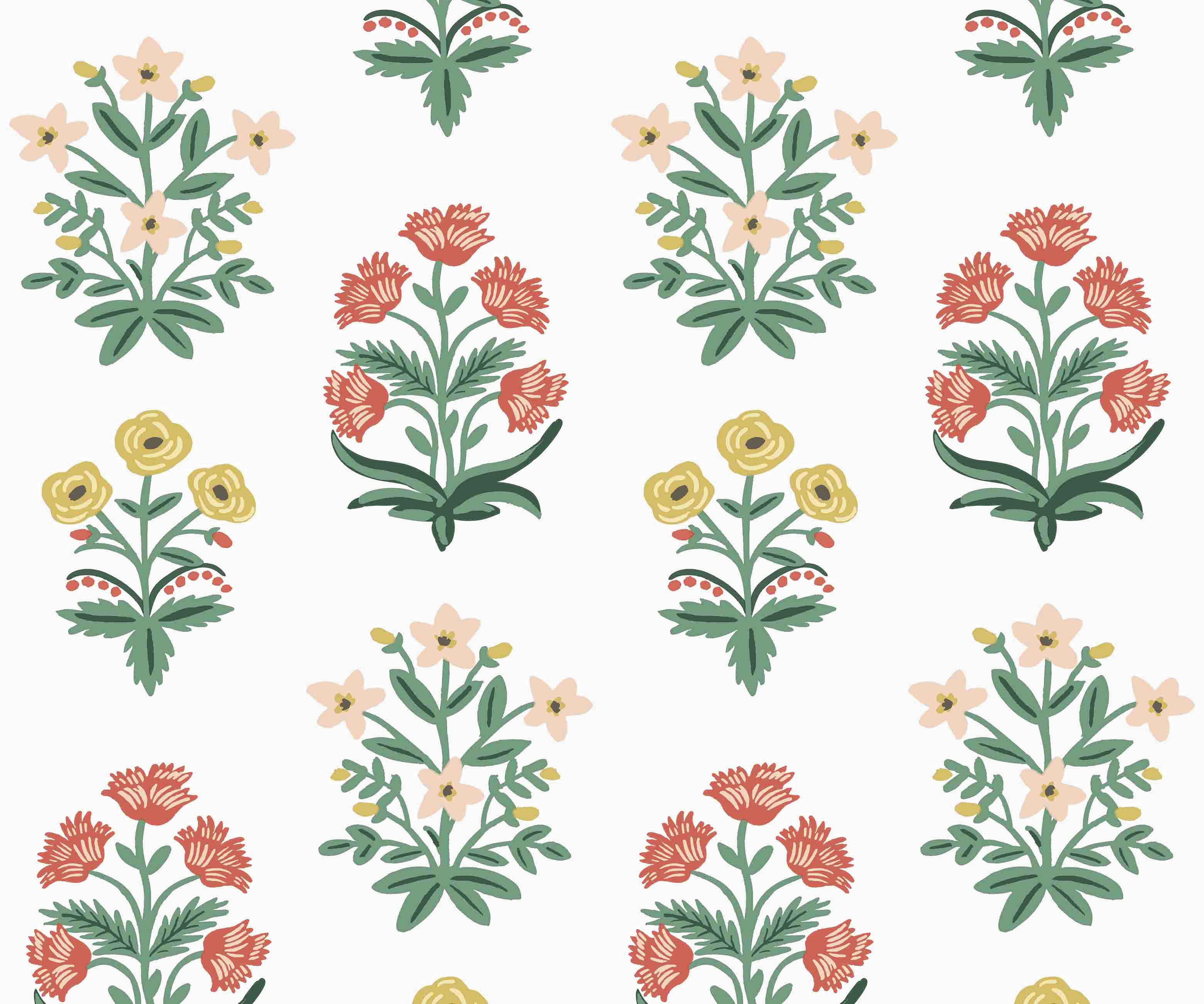 Mughal Rose Wallpaper - White