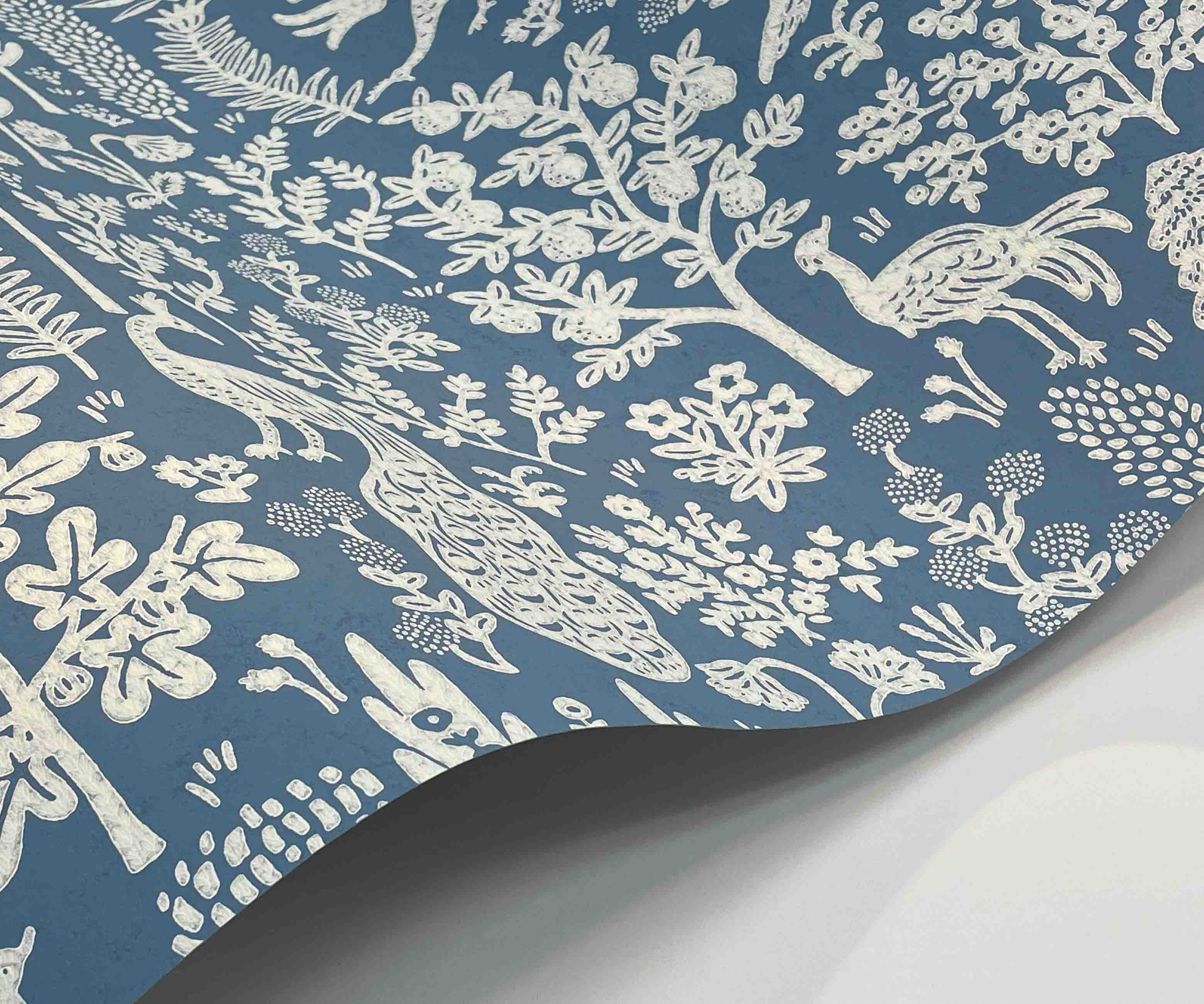 Menagerie Toile Wallpaper - Blue & White