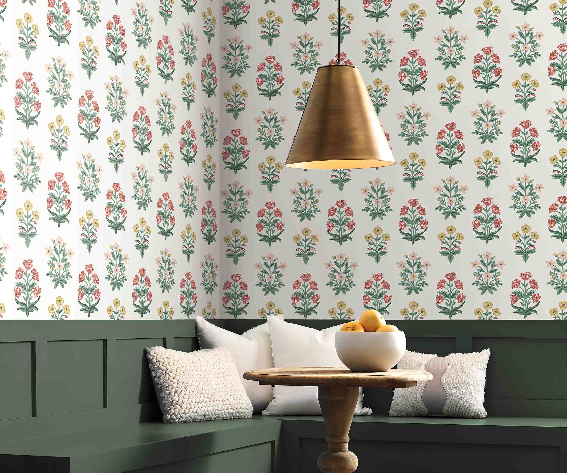 Mughal Rose Wallpaper - White