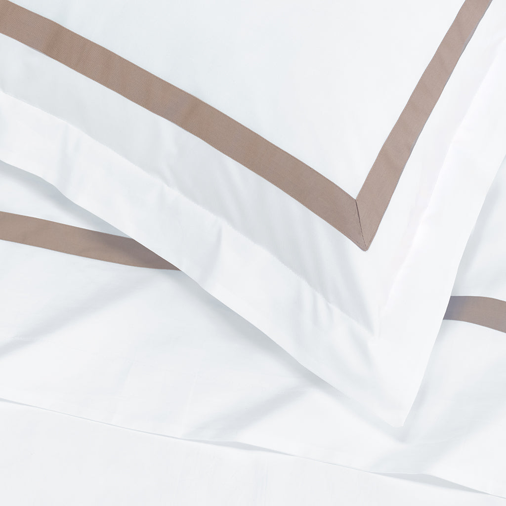 Bella Taupe Framed Percale Duvet Cover