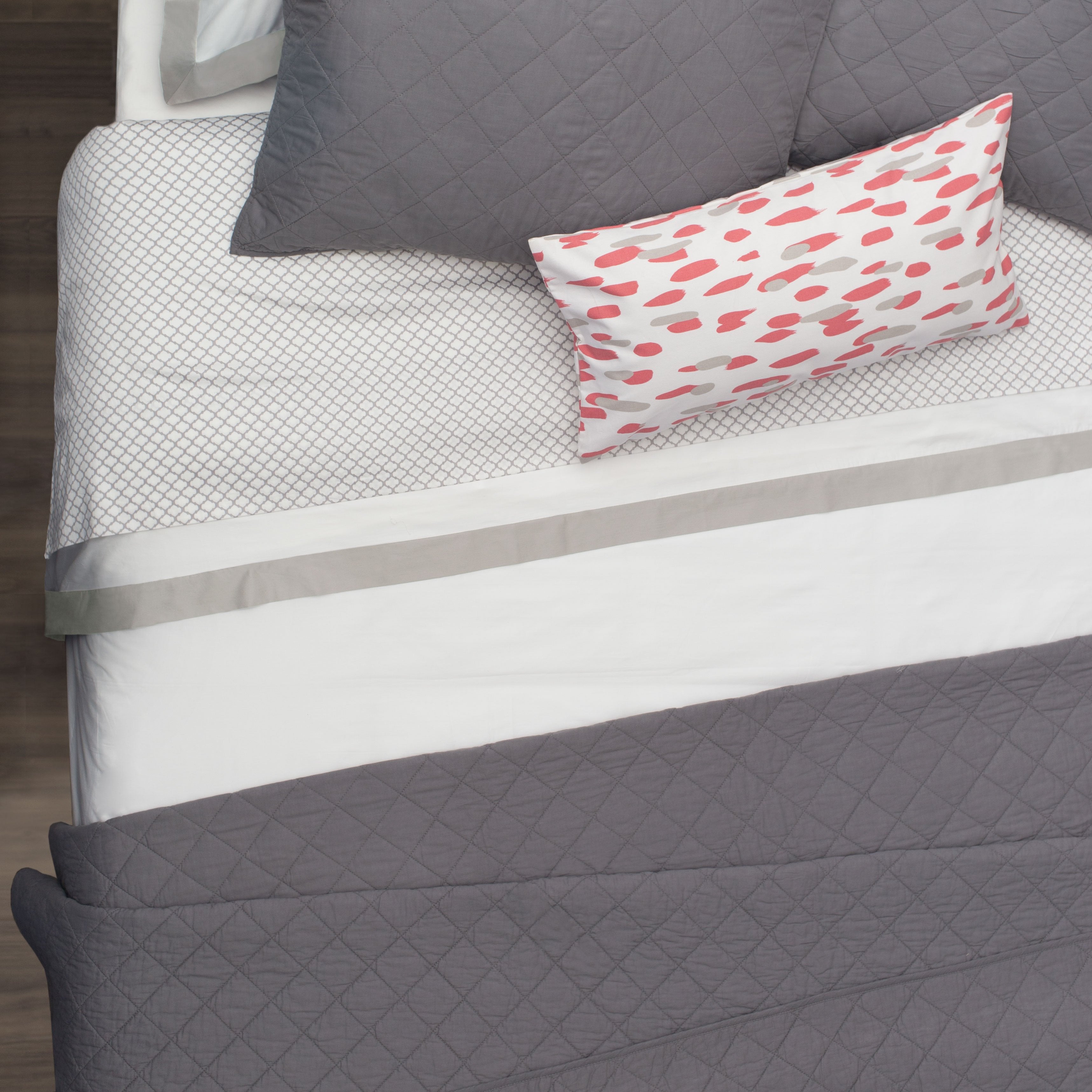 Dove Grey Linden Border Duvet Cover