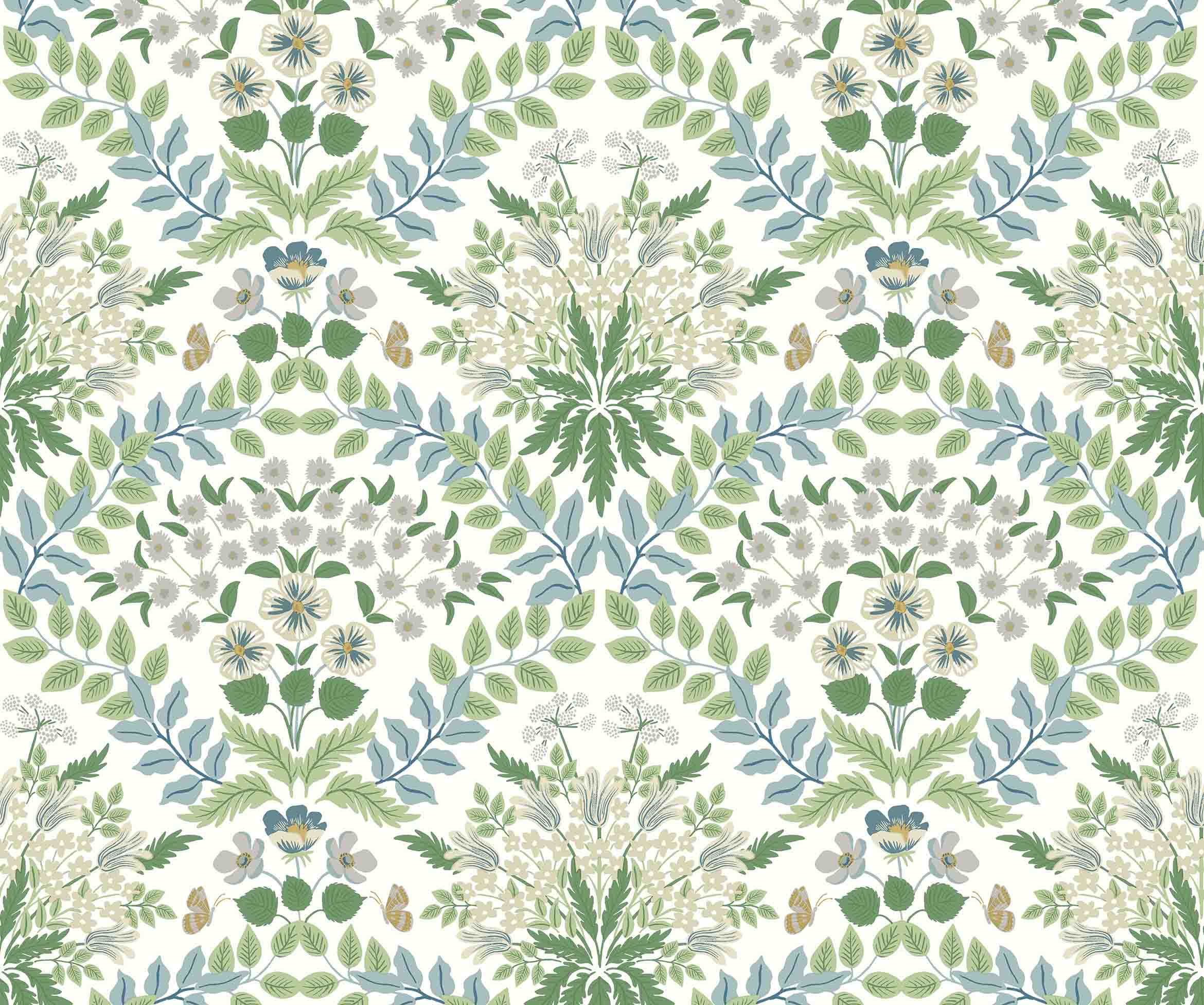 Bramble Wallpaper - Blue & Green