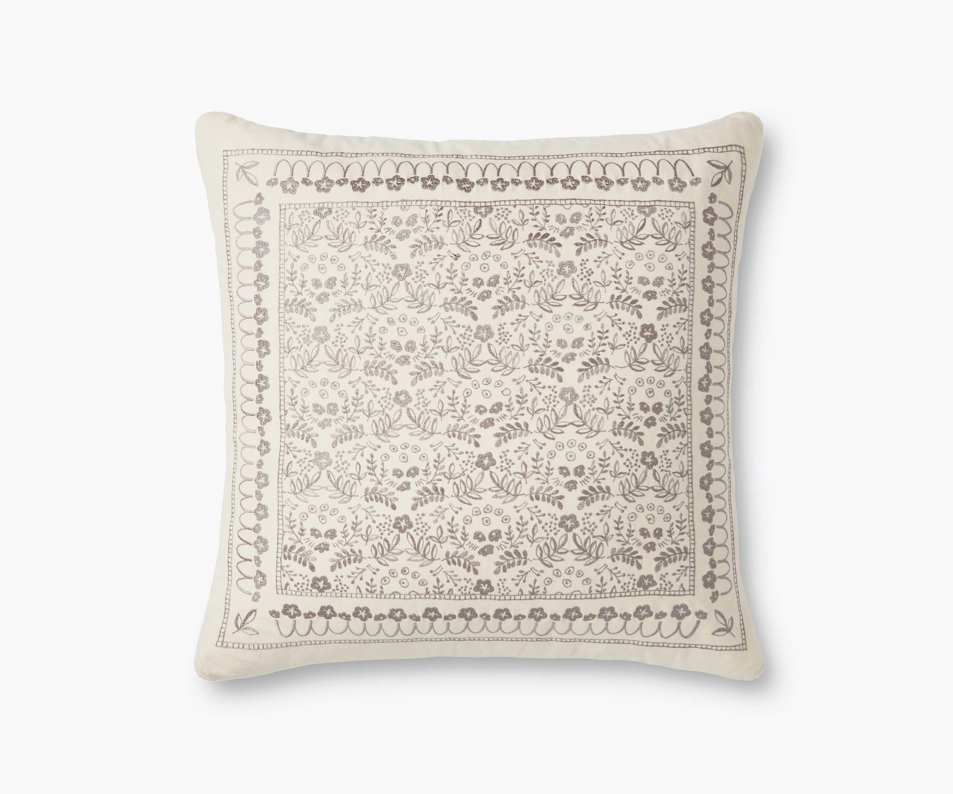 Trellis Embroidered Pillow - Cream