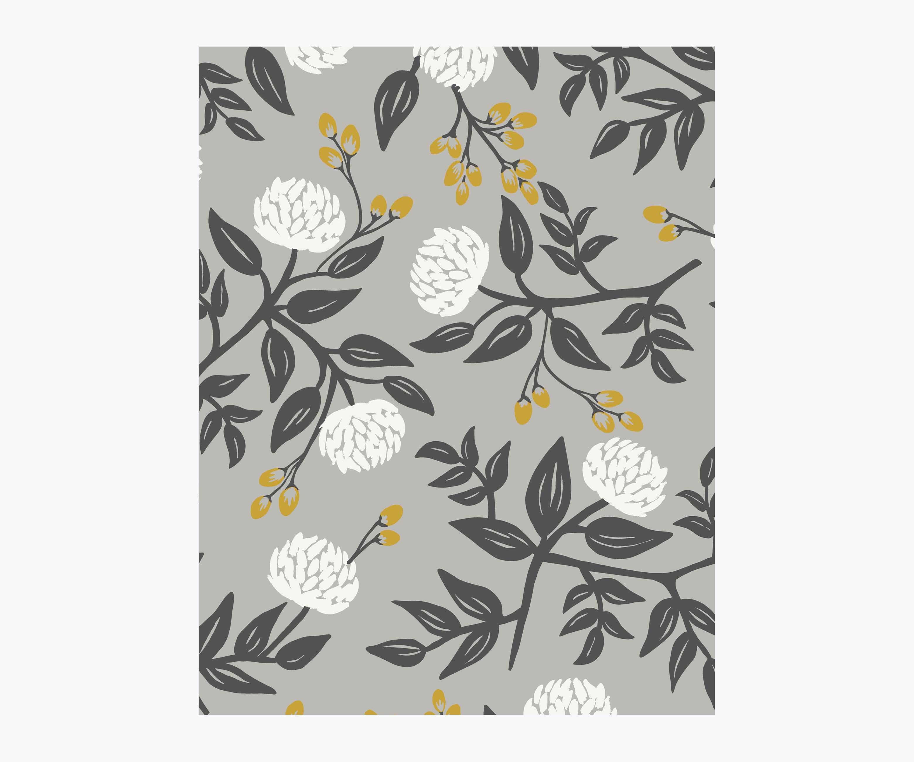 Peonies Wallpaper Sample - Grey