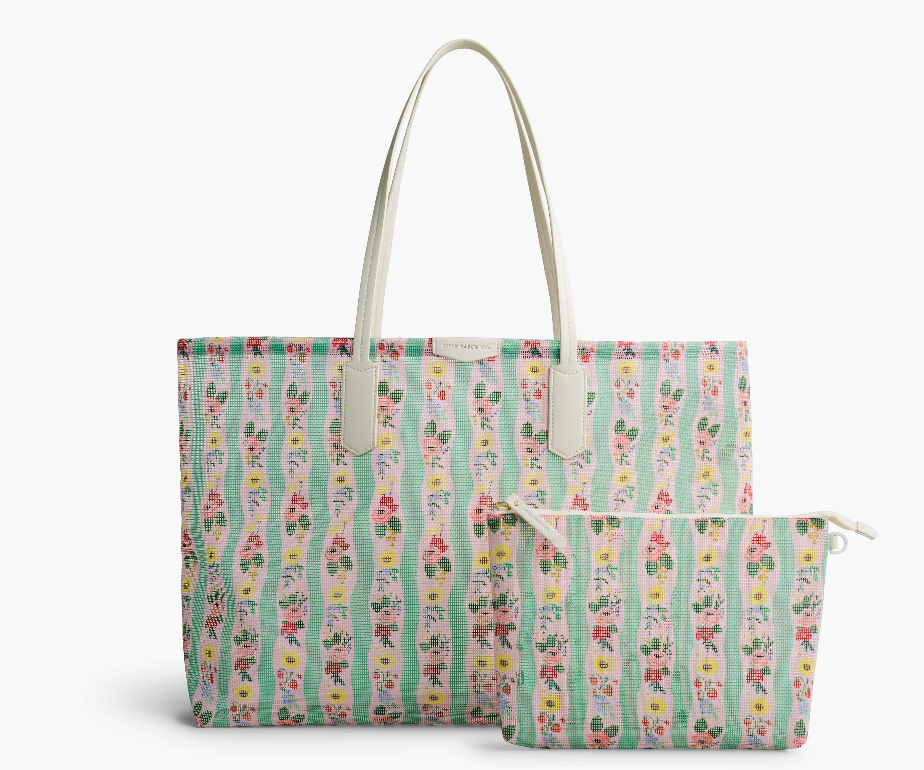 Mesh Tote and Pouch - Roses