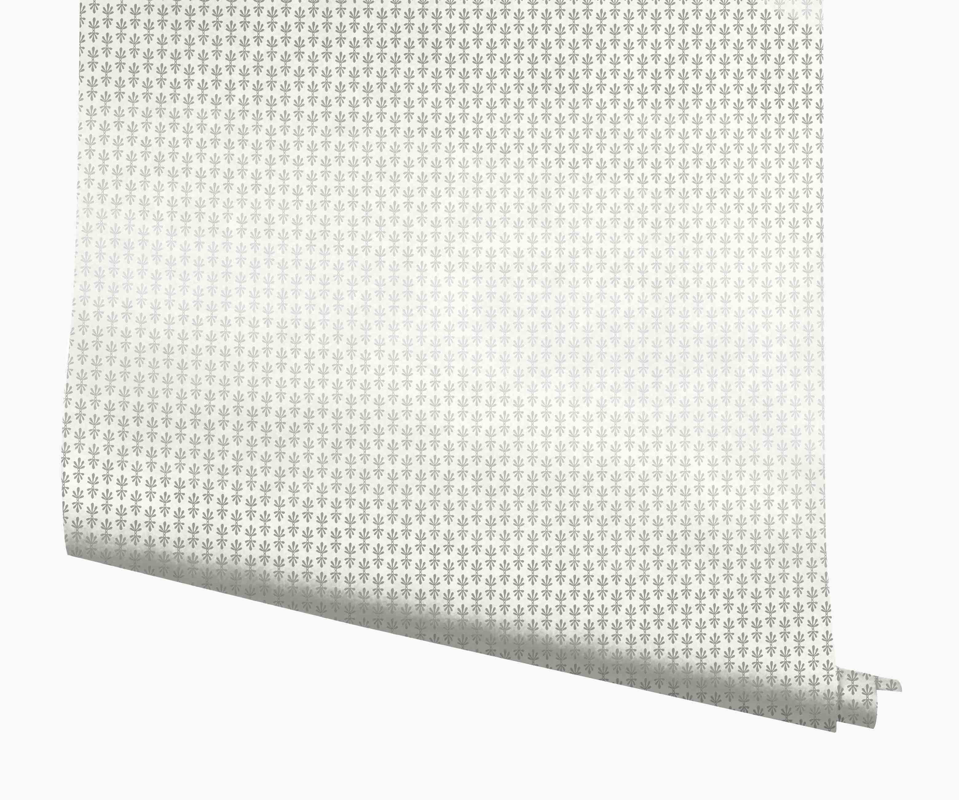 Petal Wallpaper - White & Metallic Silver