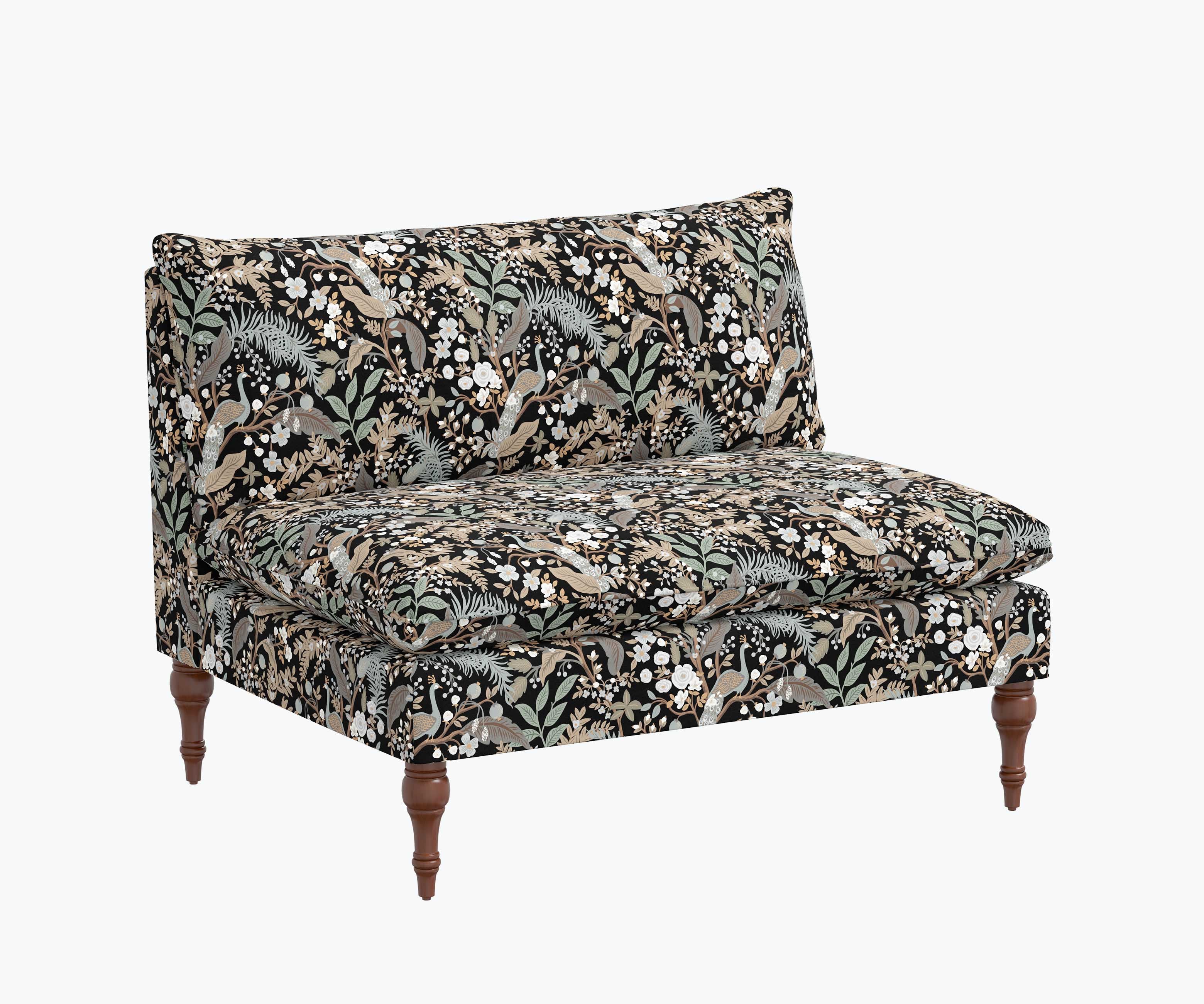 Louie Settee - Peacock Garden Black