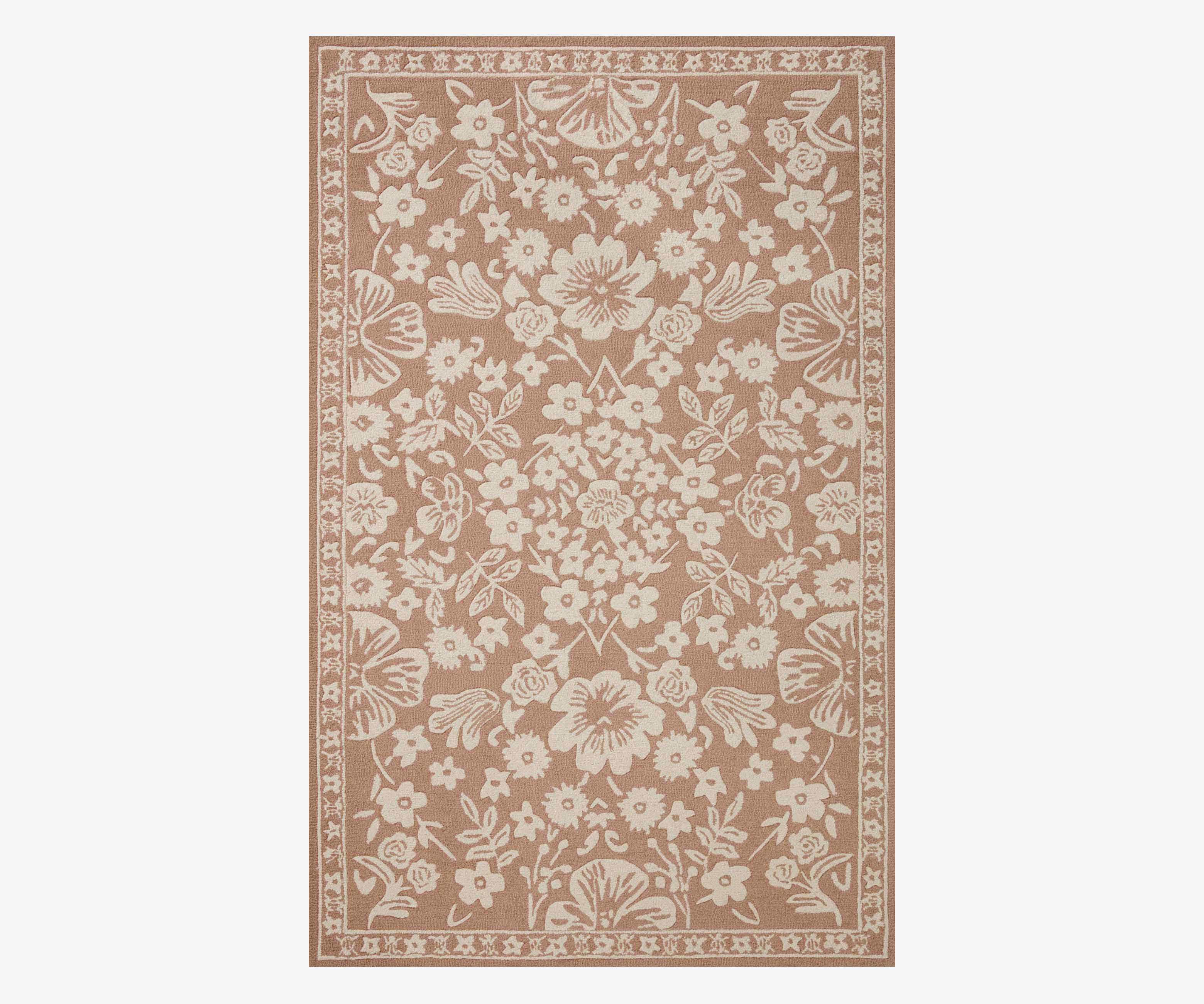 Arboretum Rose Garden Wool-Hooked Rug - Rust