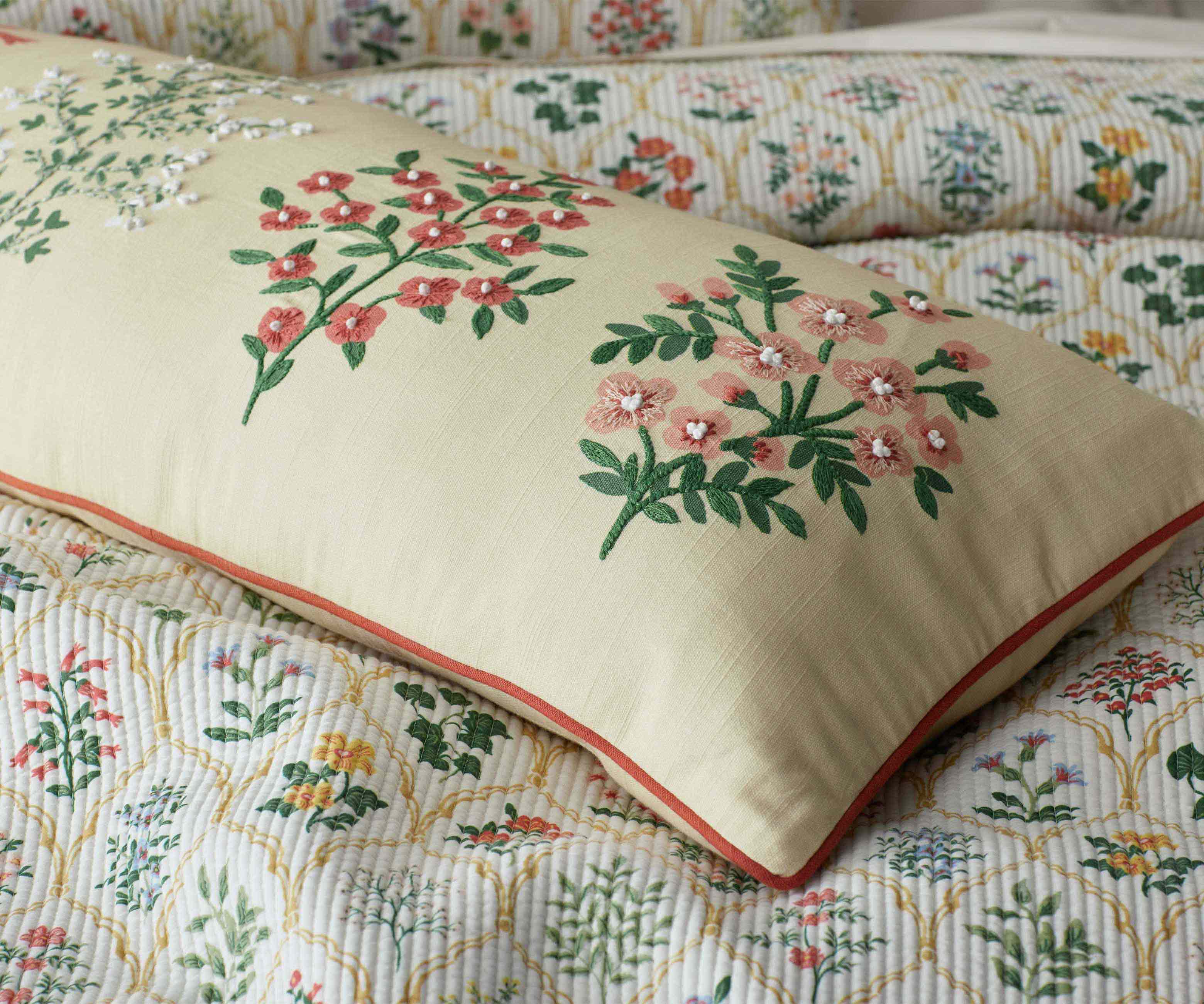 Embroidered Lumbar Pillow Cover - Hawthorne