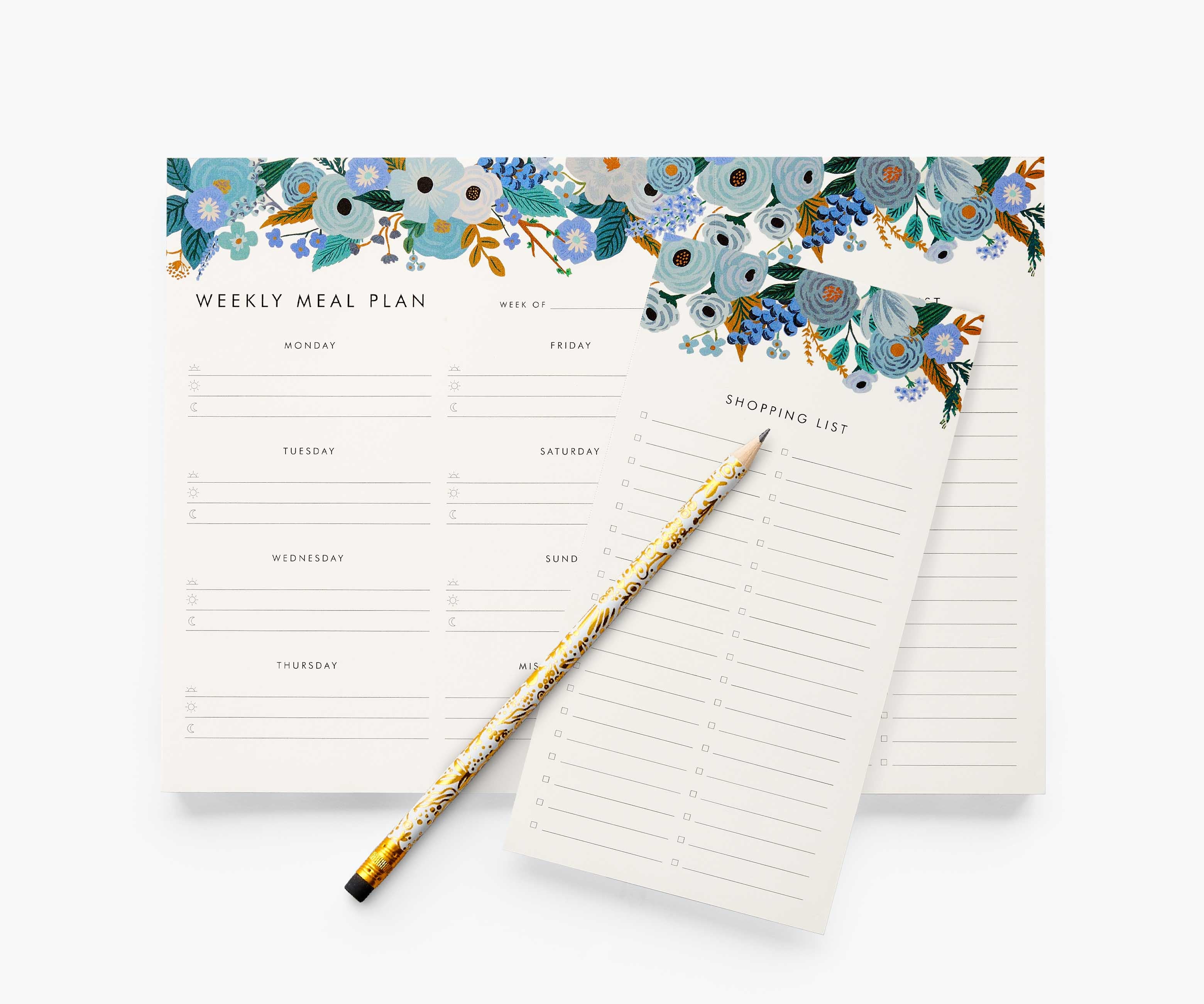 Weekly Meal Planner - Garden Party Blue