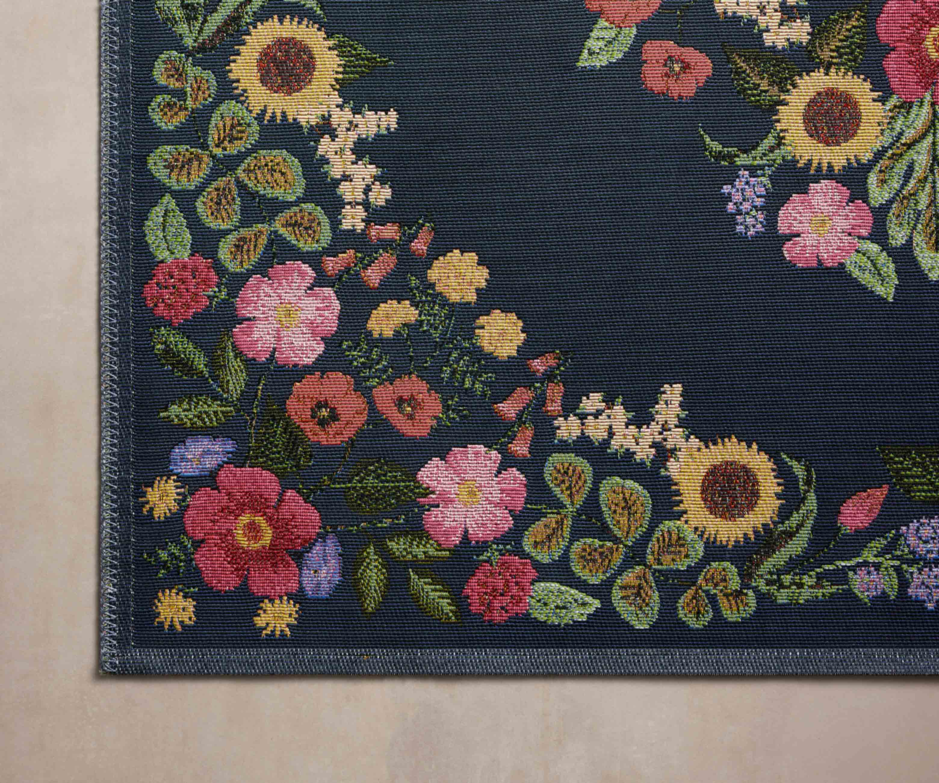 Perennial Blossom Power Loomed Rug - Navy