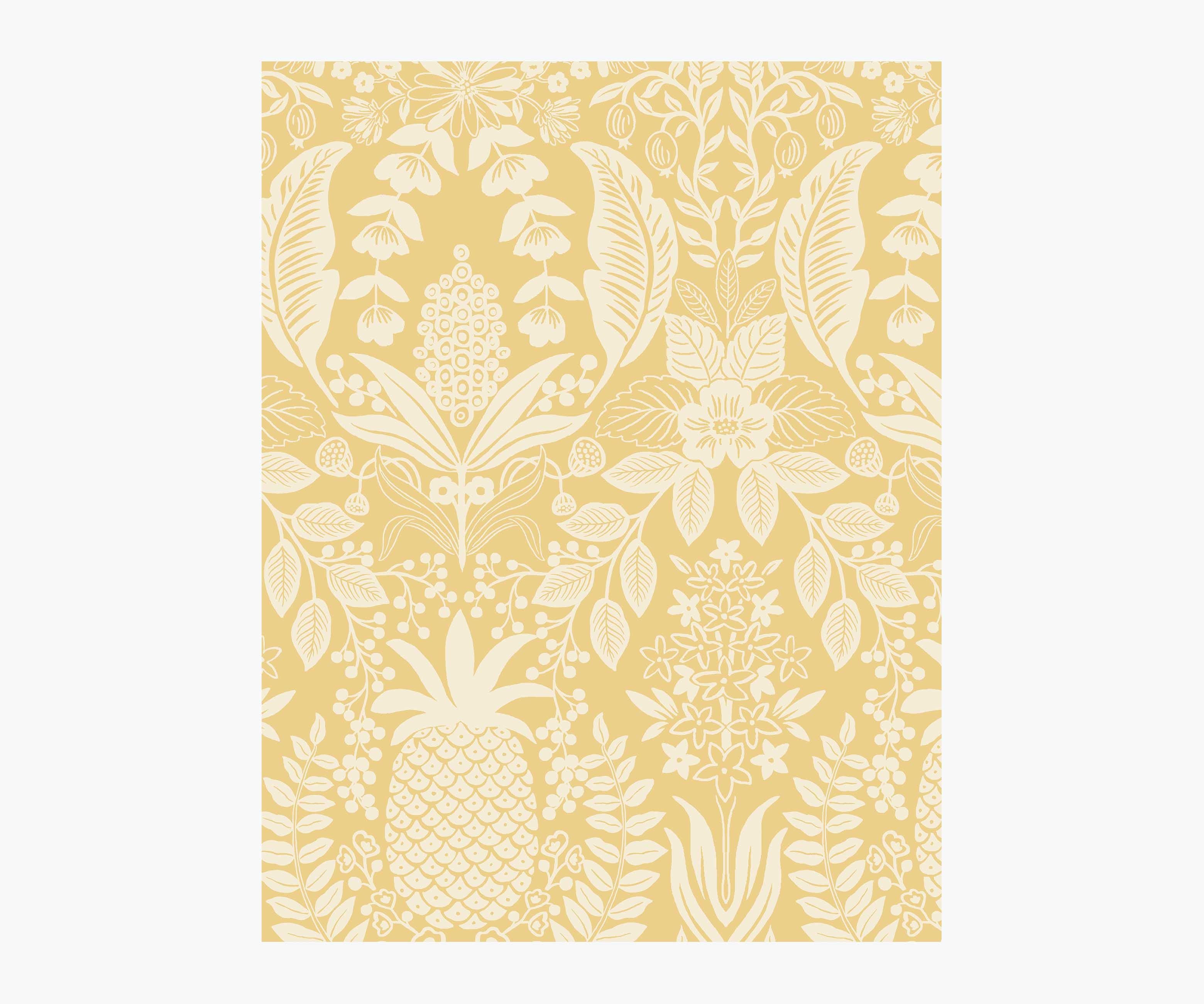 Pineapple Damask Wallpaper Sample - Yellow