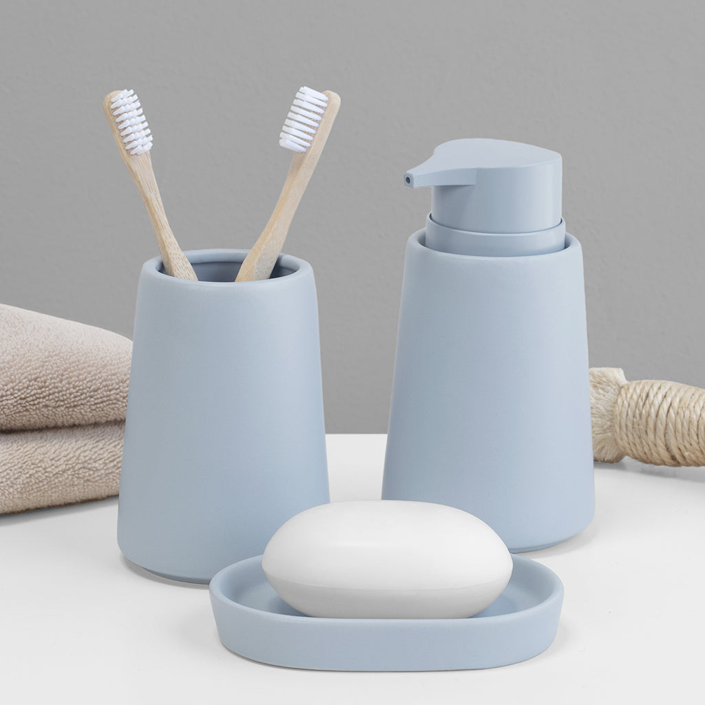 Modern Matte Blue Ceramic Bath Accessories, Toothbrush Holder