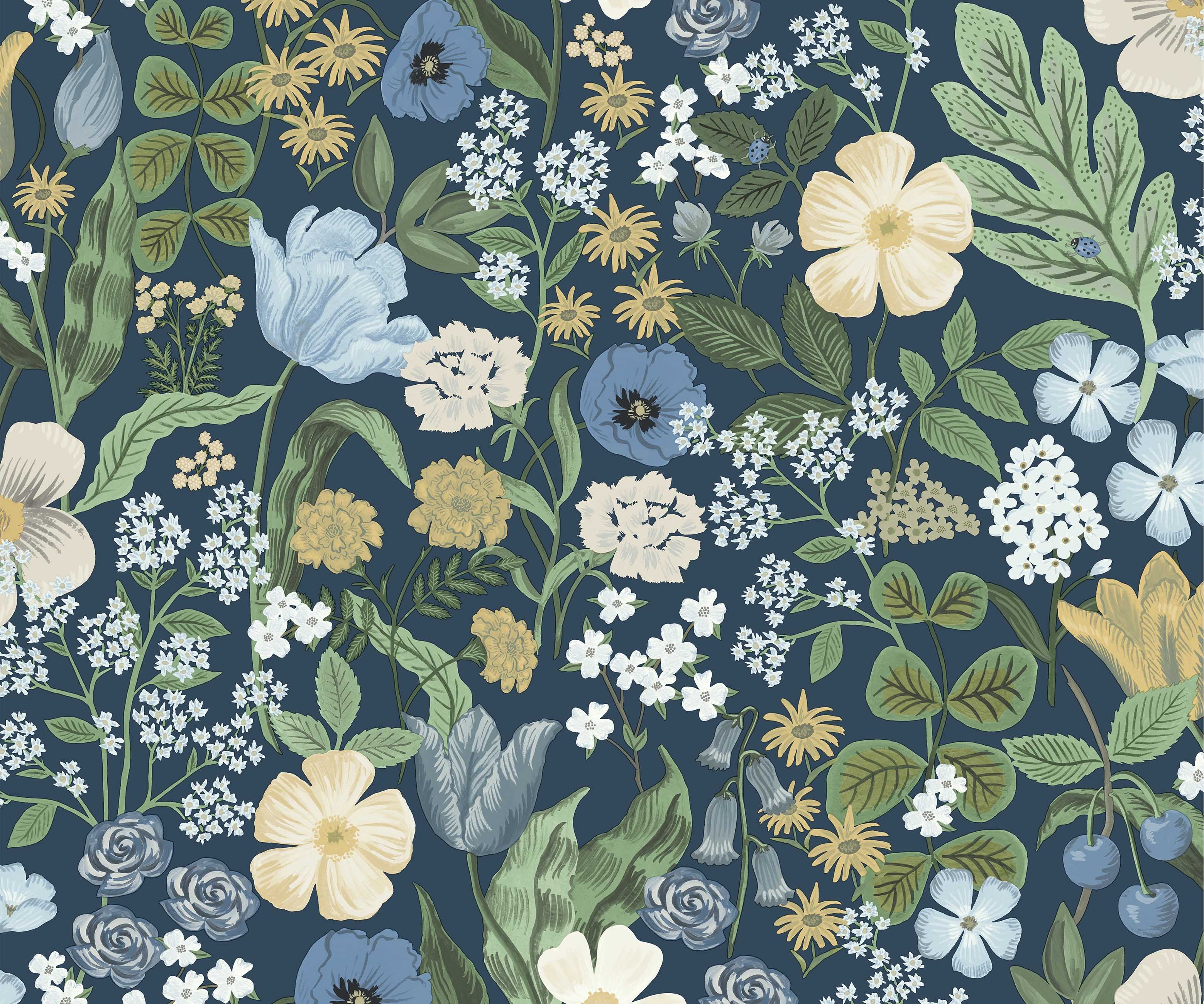 Blossom Wallpaper - Navy