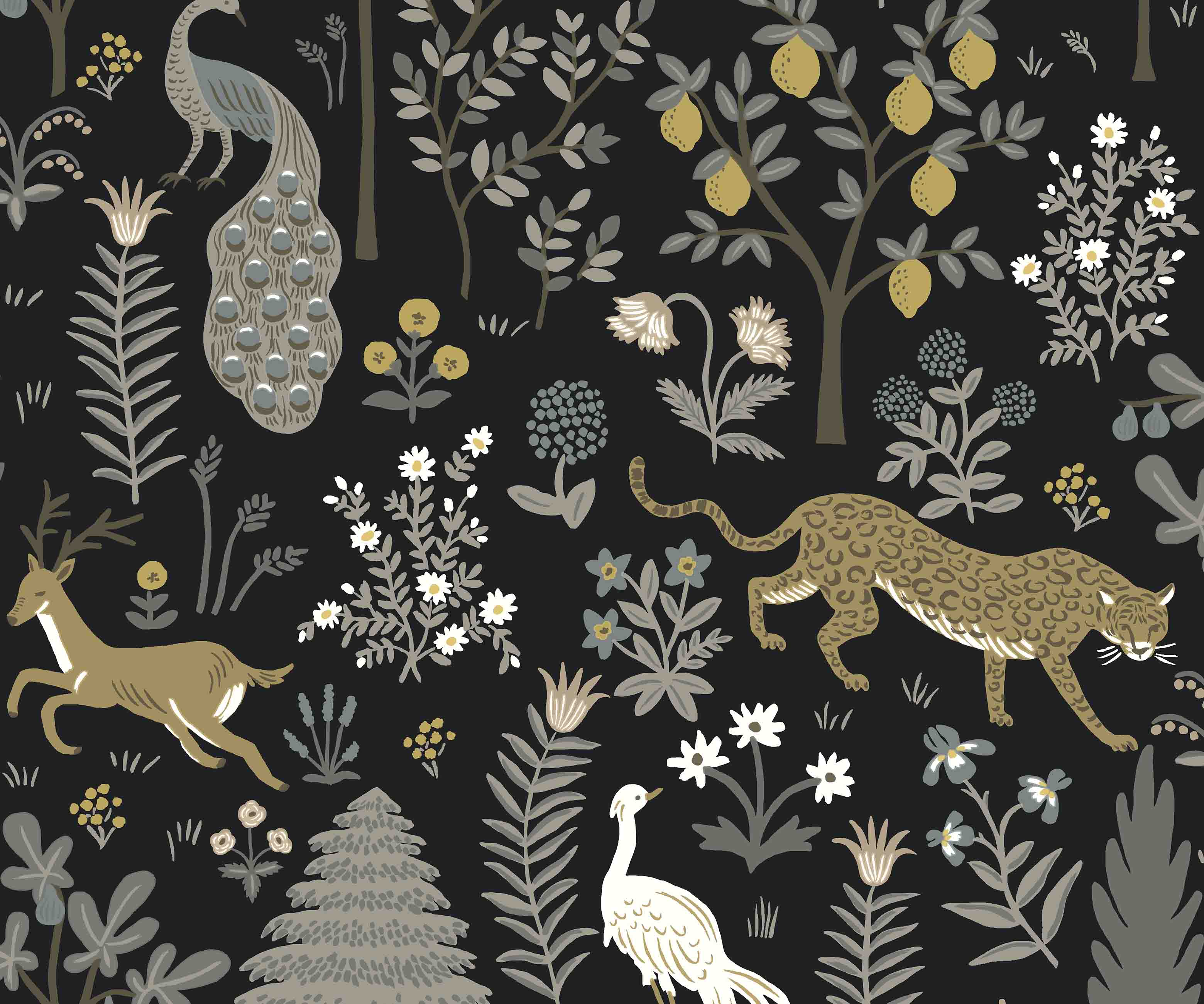 Menagerie Wallpaper - Black