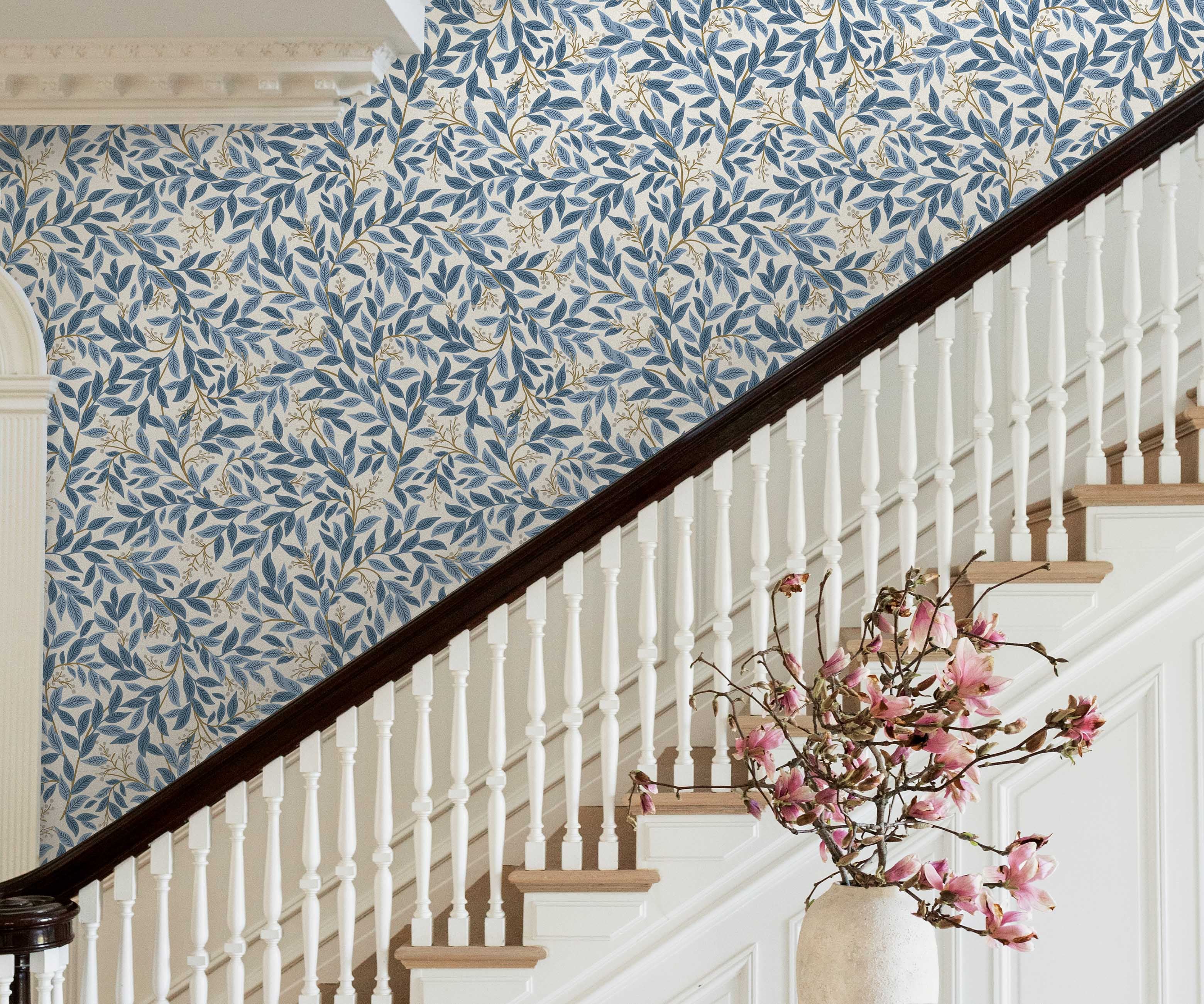 Willowberry Wallpaper Sample - Blue & White