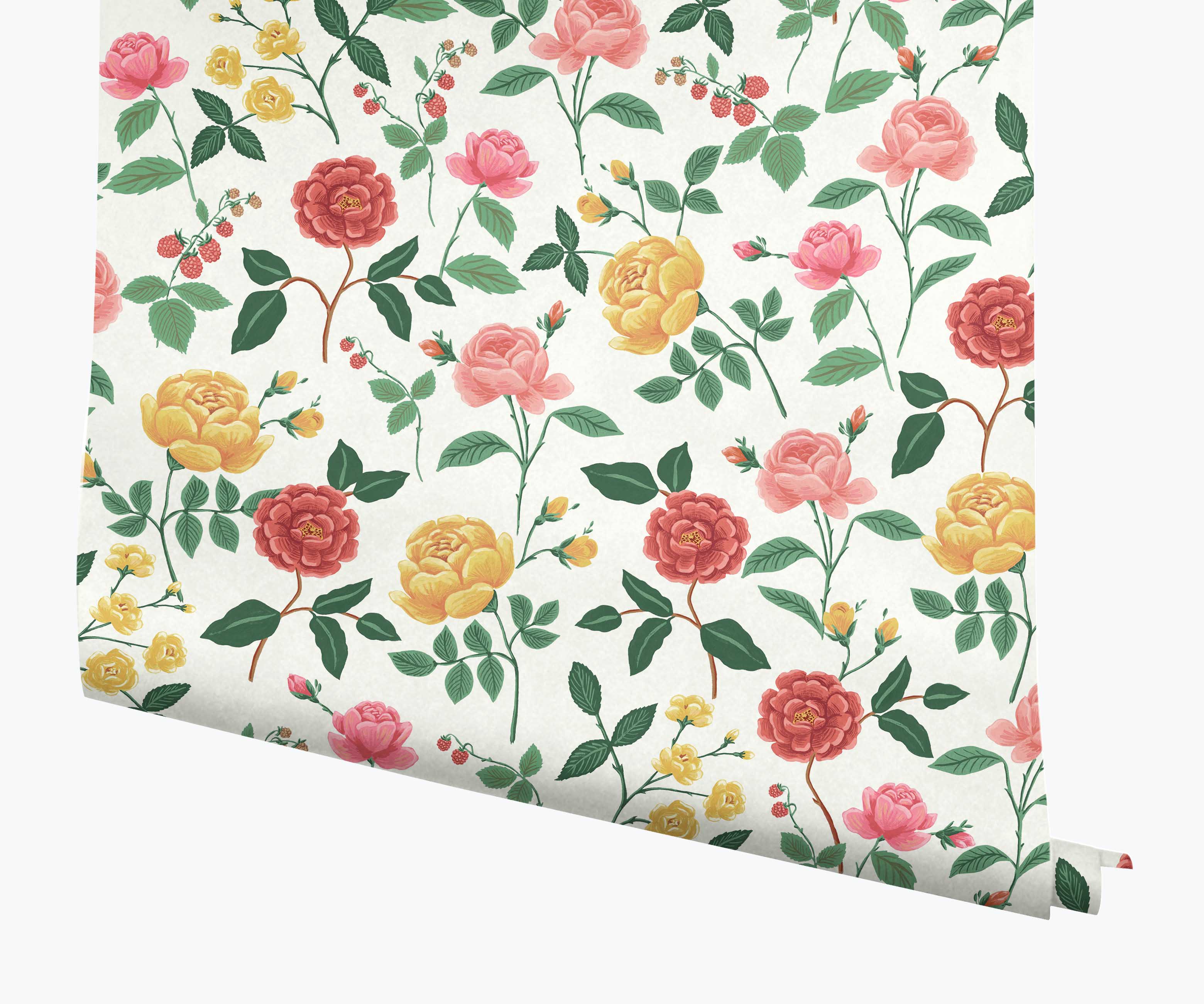 Roses Wallpaper - White & Blush