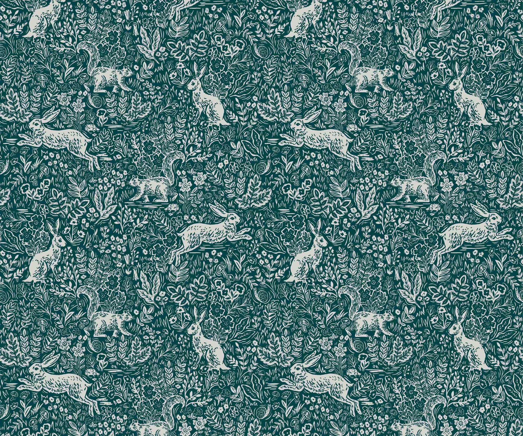 Fable Wallpaper - Emerald & Metallic Silver