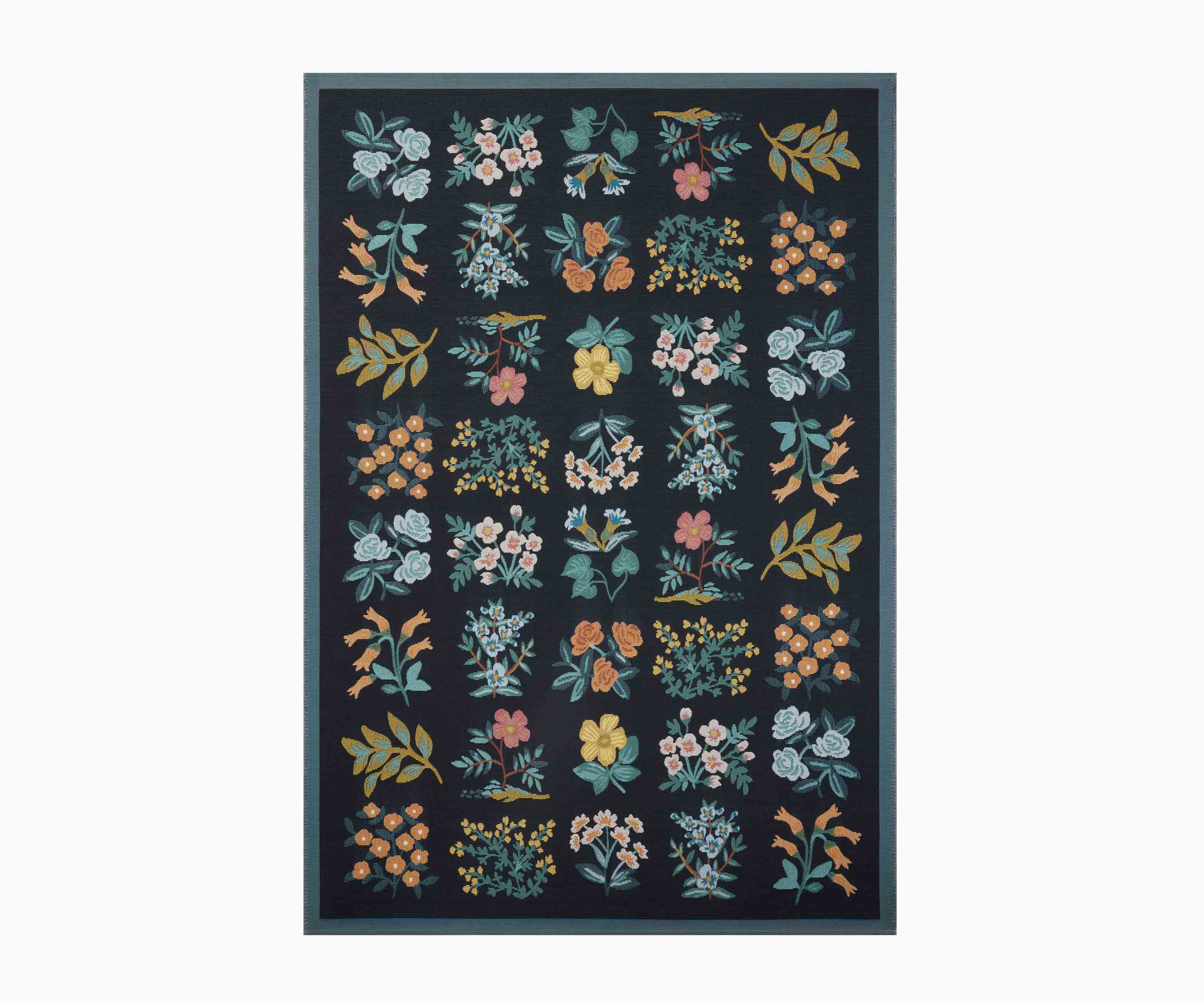 Perennial Wildflower Power Loomed Rug - Black