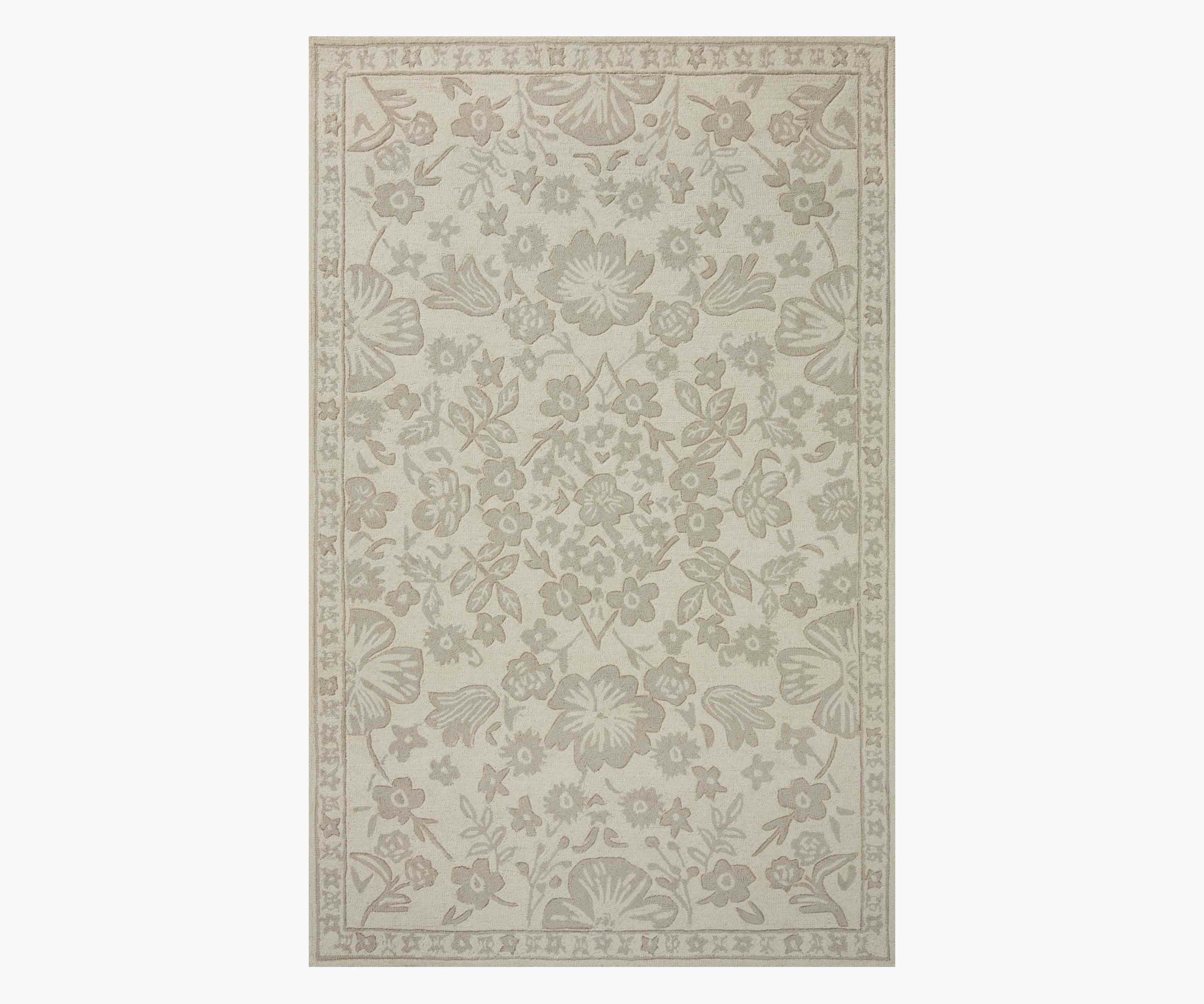 Arboretum Rose Garden Wool-Hooked Rug - Ivory