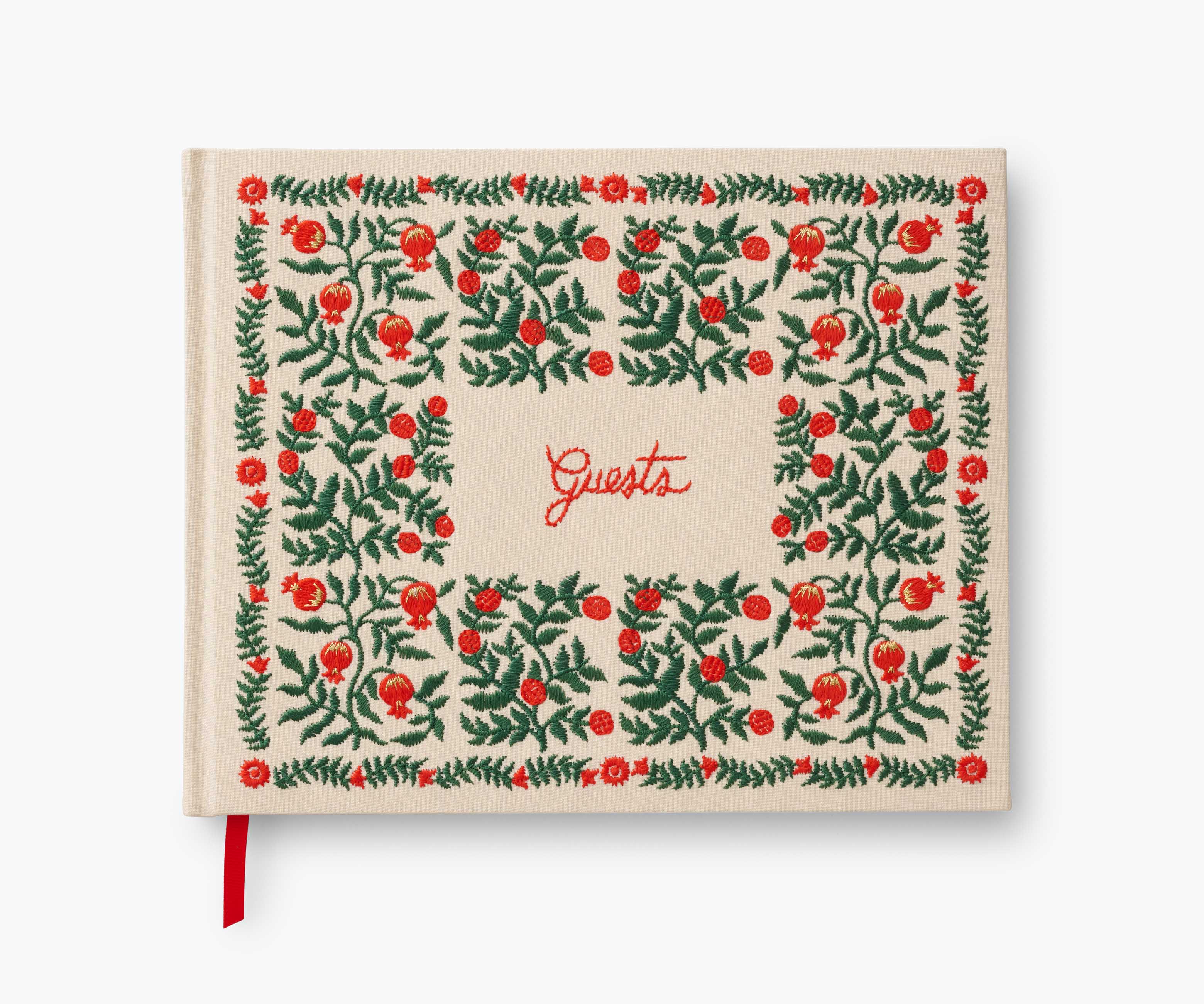 Embroidered Guest Book - Christmastide Pomegranate