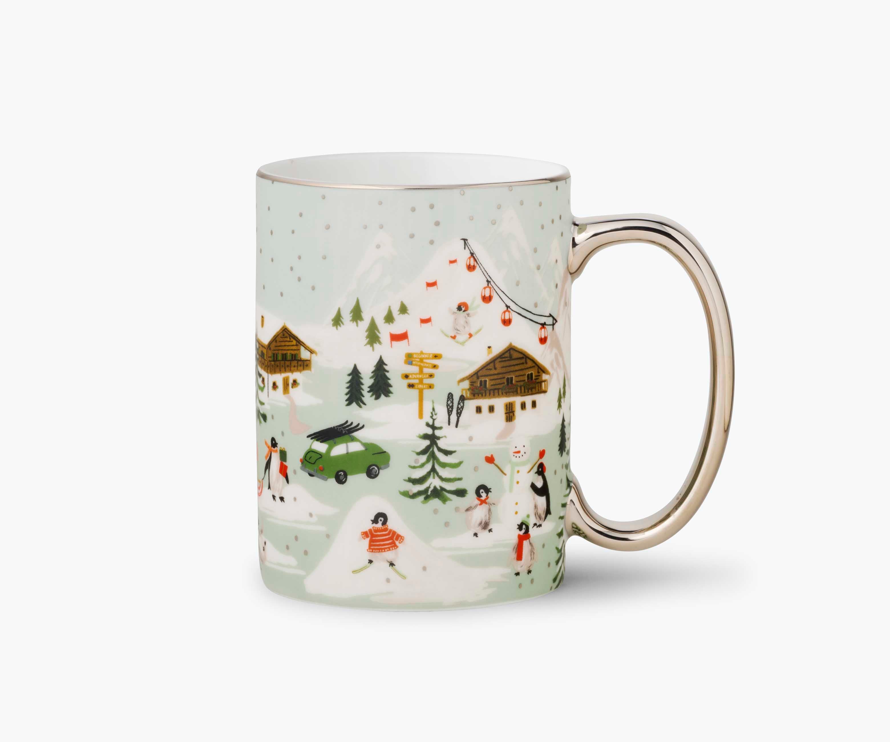 Holiday Porcelain Mug - Penguin Village